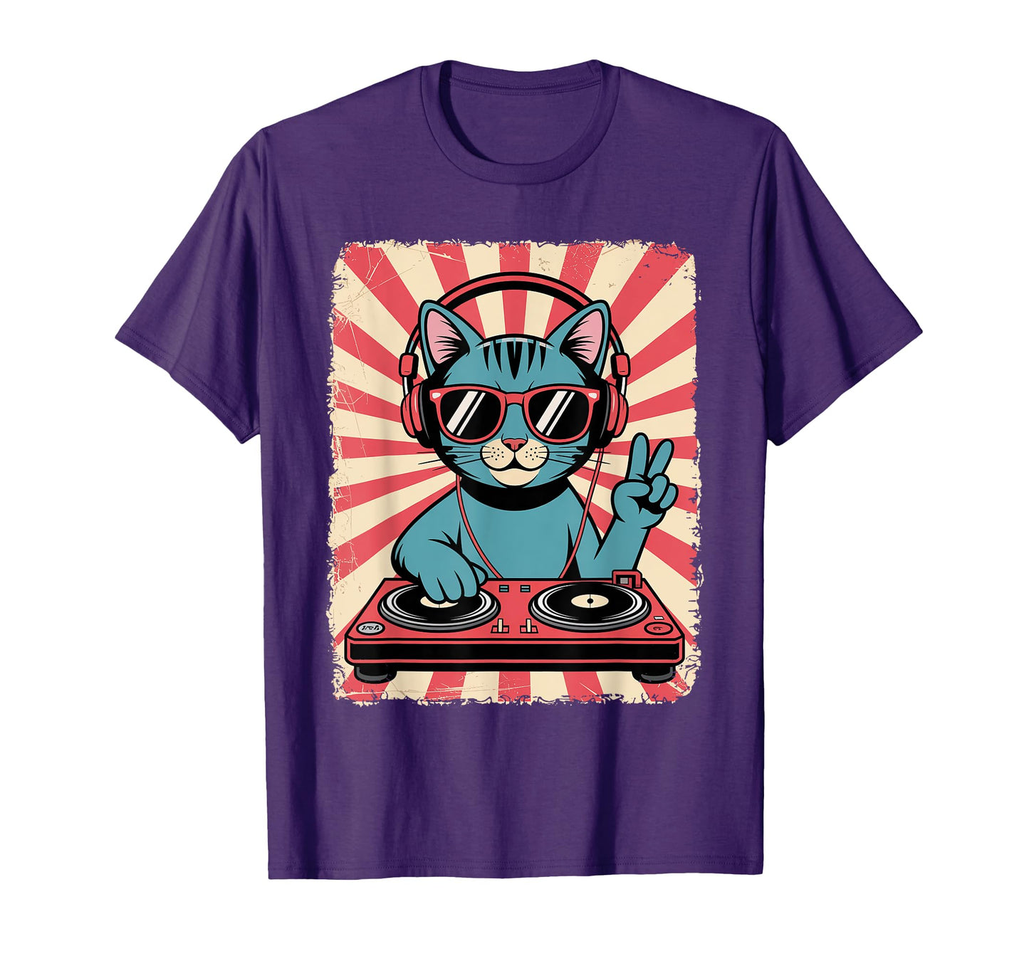 Vintage DJ Cat Retro Disco Music Toddler Boys Girls Kids T-Shirt