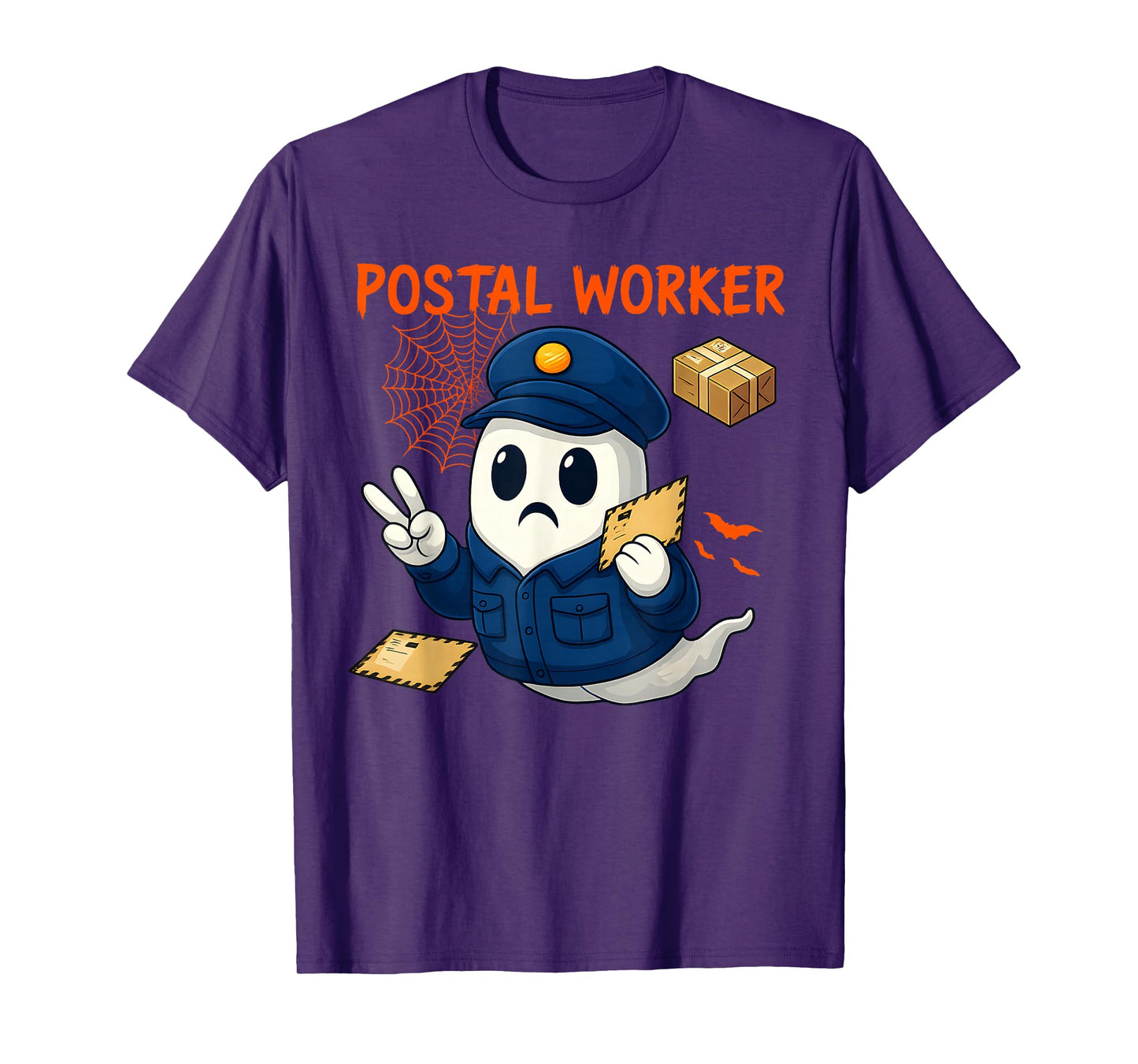 Postal Worker Pumpkin Post Office Staff Ghost Halloween Men T-Shirt