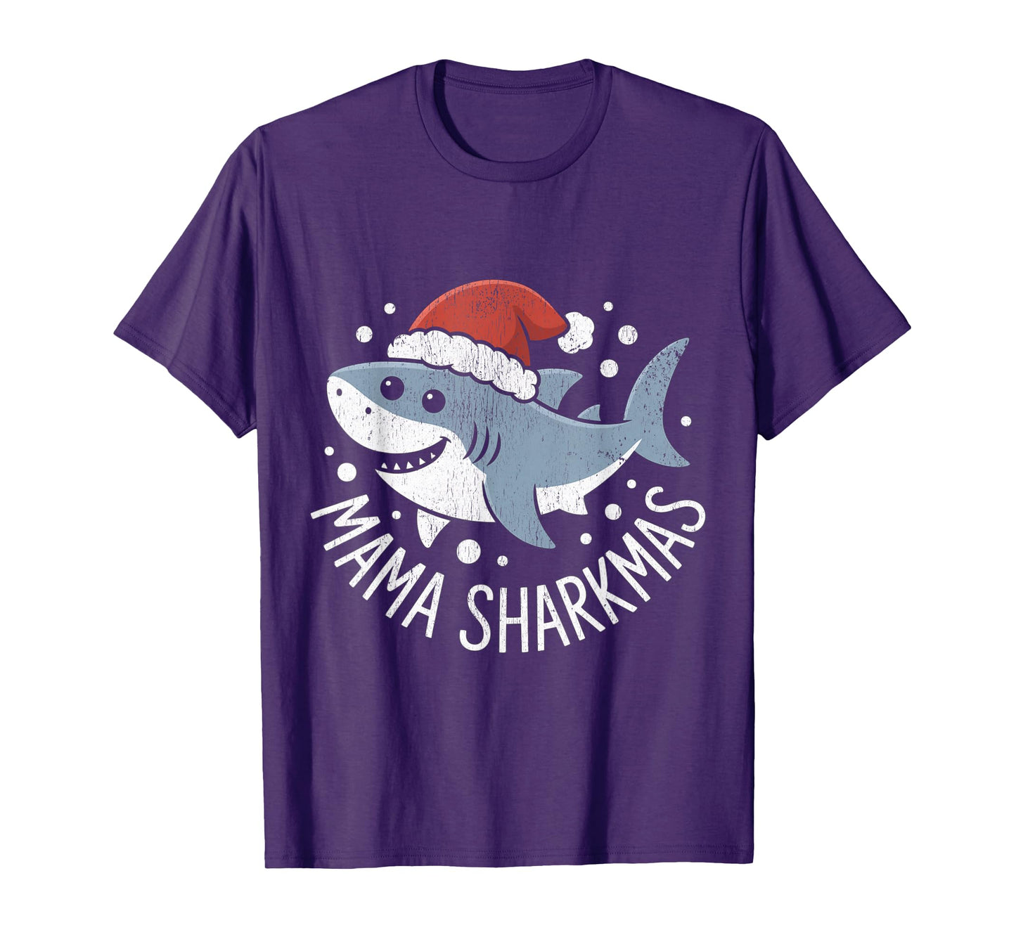 Mama Sharkmas Funny Shark Santa Hat Ugly Christmas Sweater T-Shirt