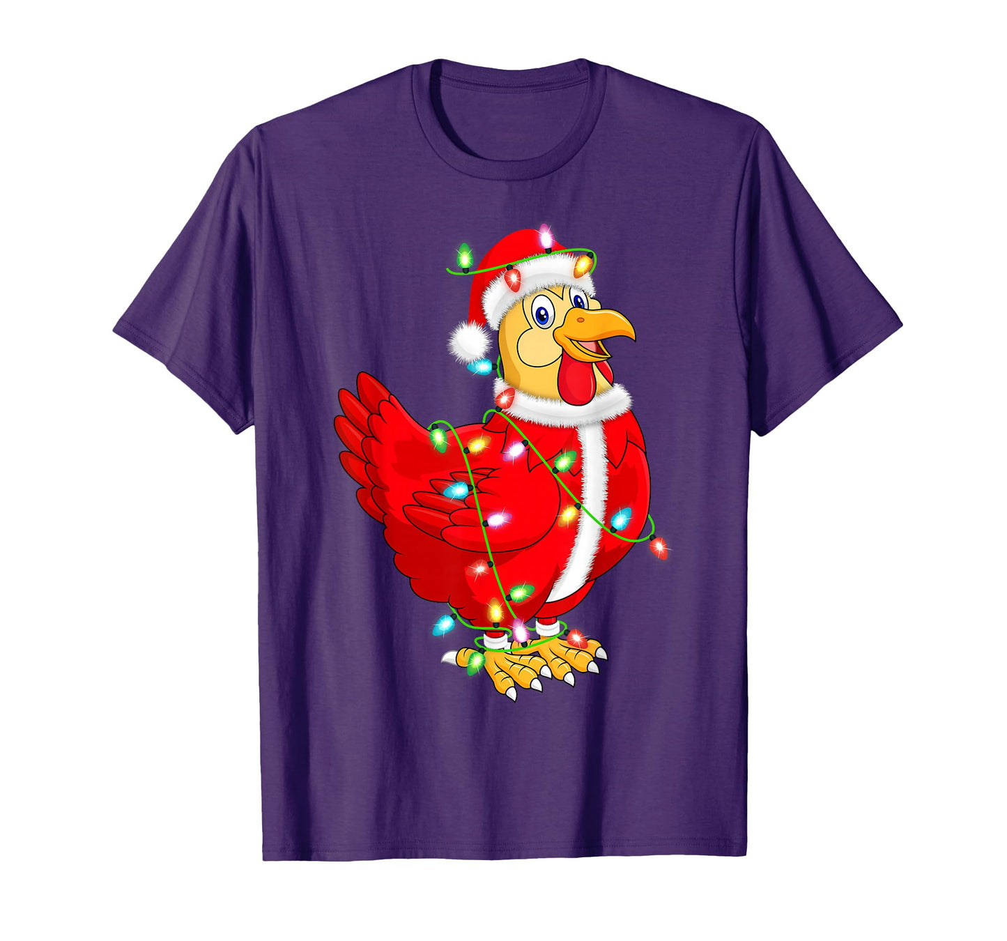 Chicken Christmas Lights Santa Costume Cute Animal Xmas T-Shirt