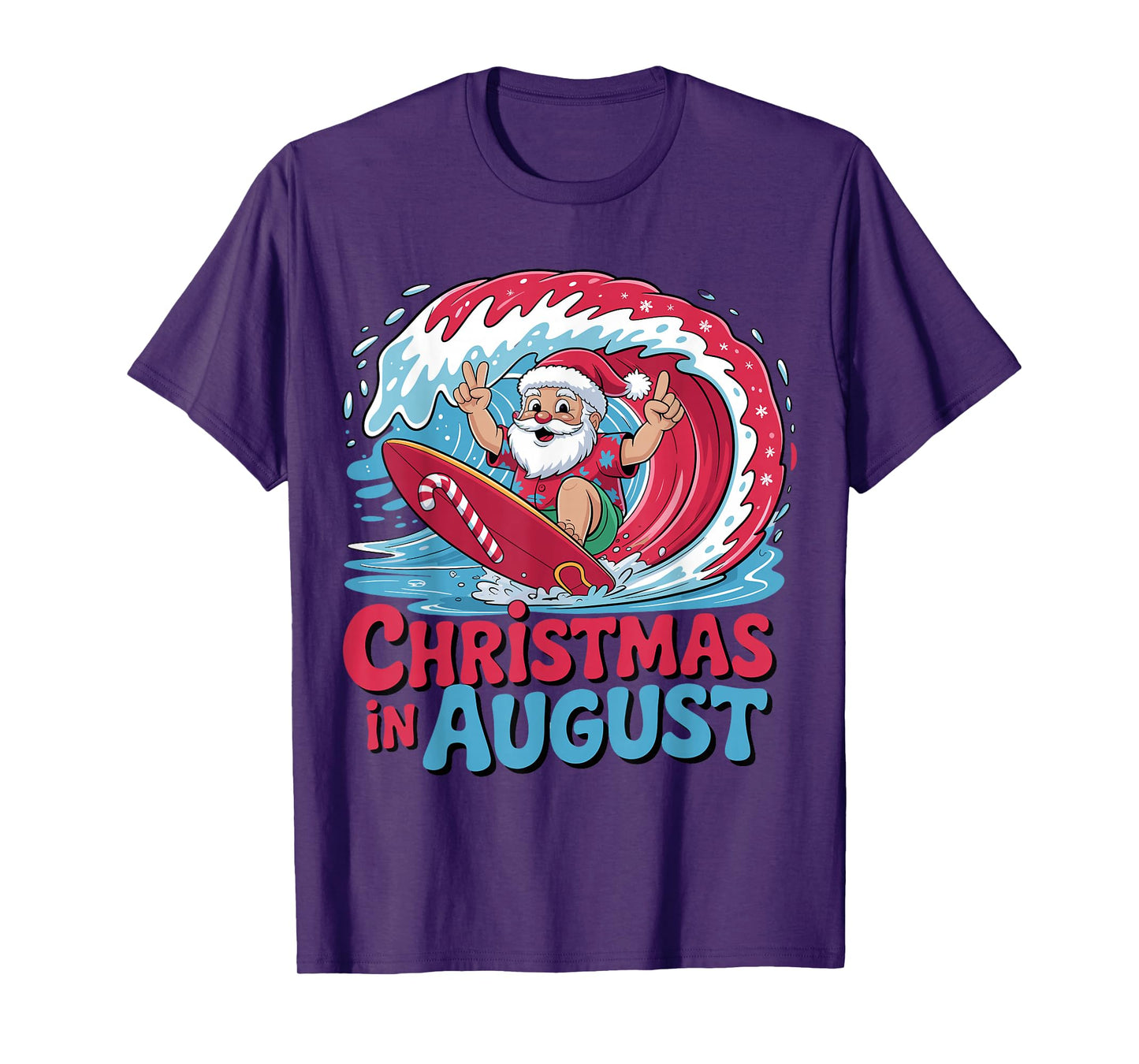 Christmas in August Santa Surf Summer T-Shirt