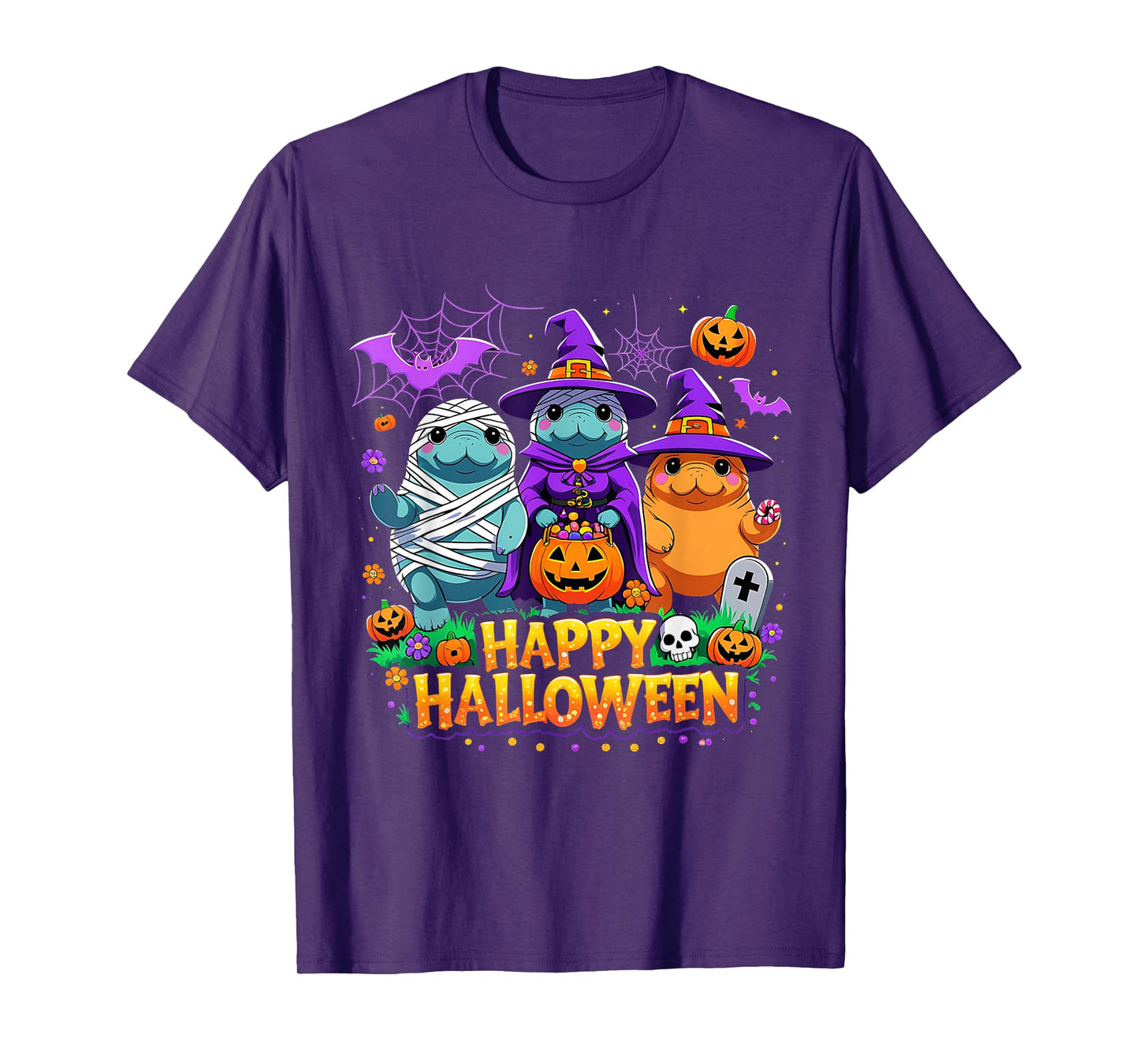 Happy Halloween Cute Manatee Spooky Costume T-Shirt