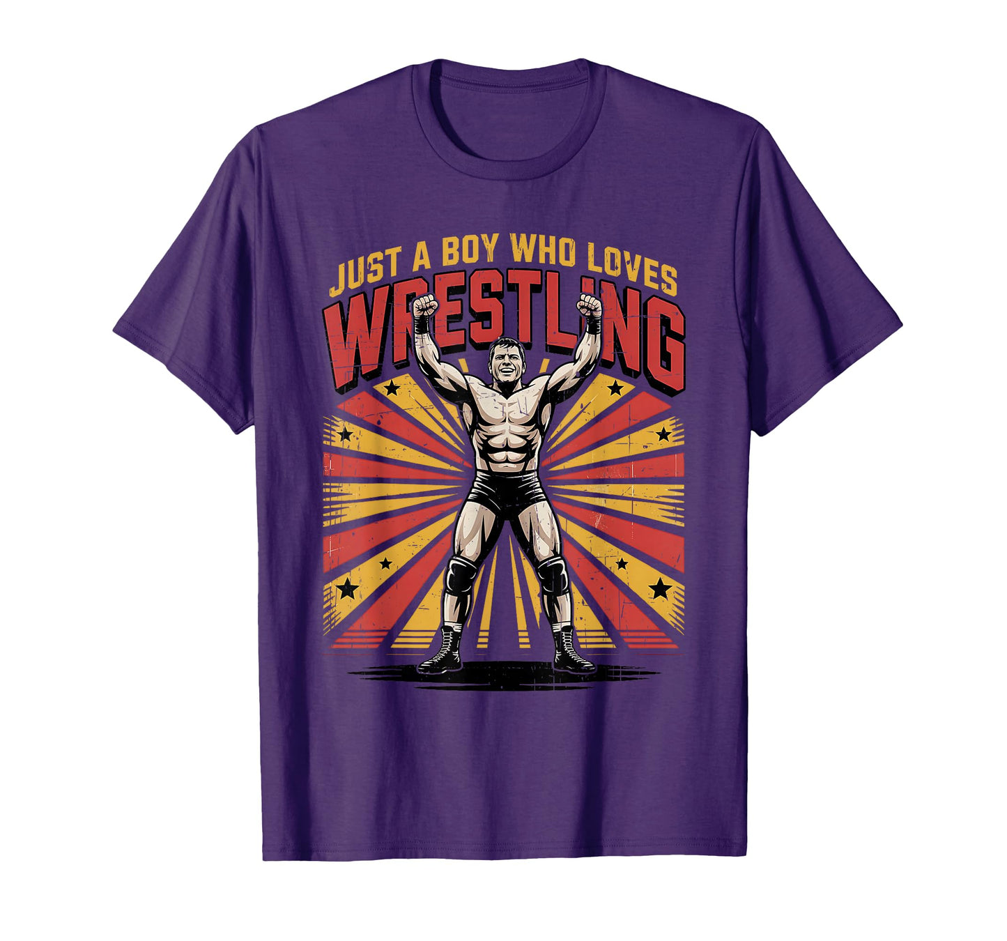 Retro Vintage Just A Boy Who Loves Wrestling Boys Men T-Shirt