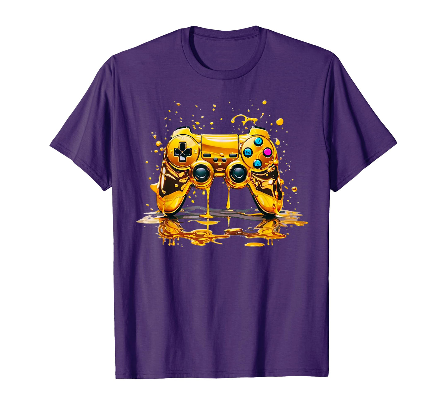 Gold Splash Video Game Controller Golden Gamer Gaming T-Shirt