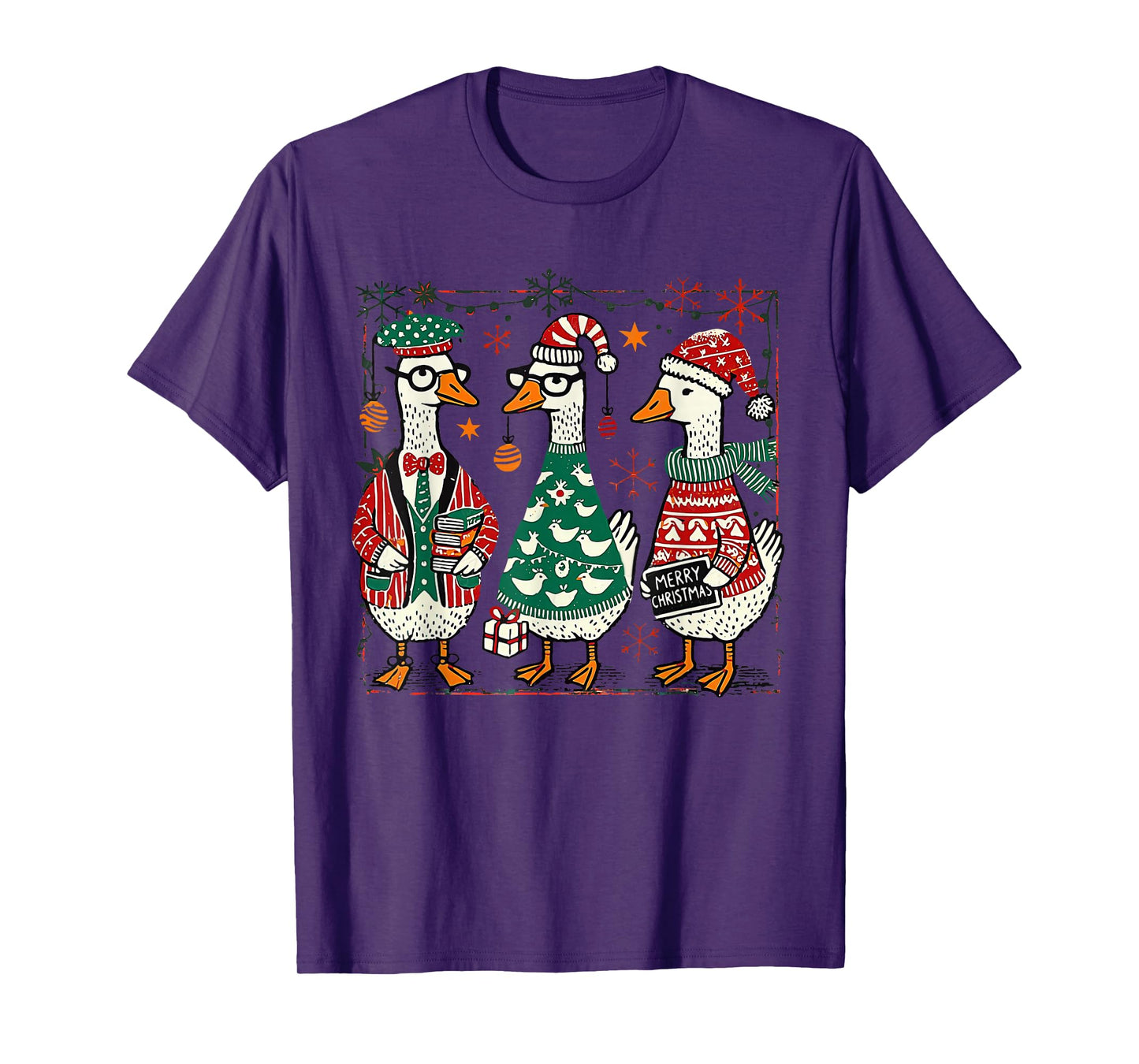 Retro Christmas Silly Goose Christmas Light Goosemas Funny T-Shirt