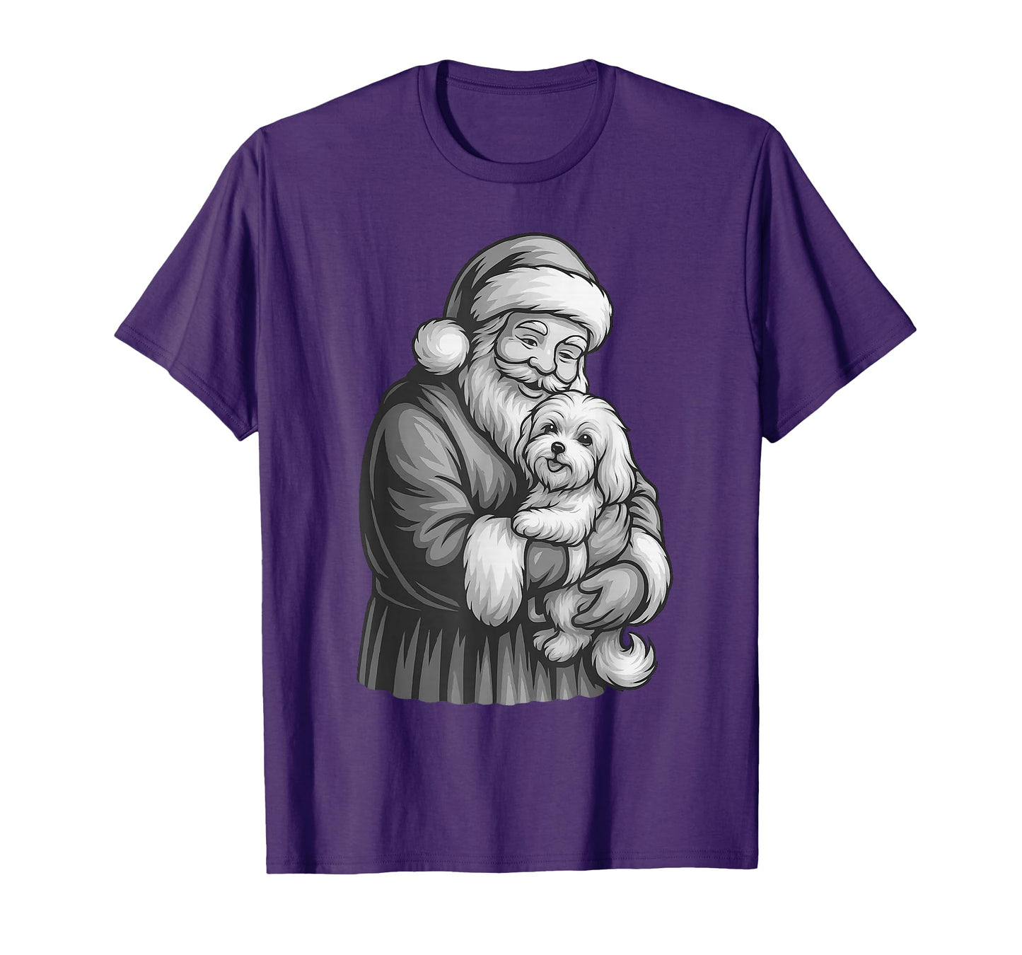 Maltese Dog Santa Claus Christmas Dog Lover T-Shirt