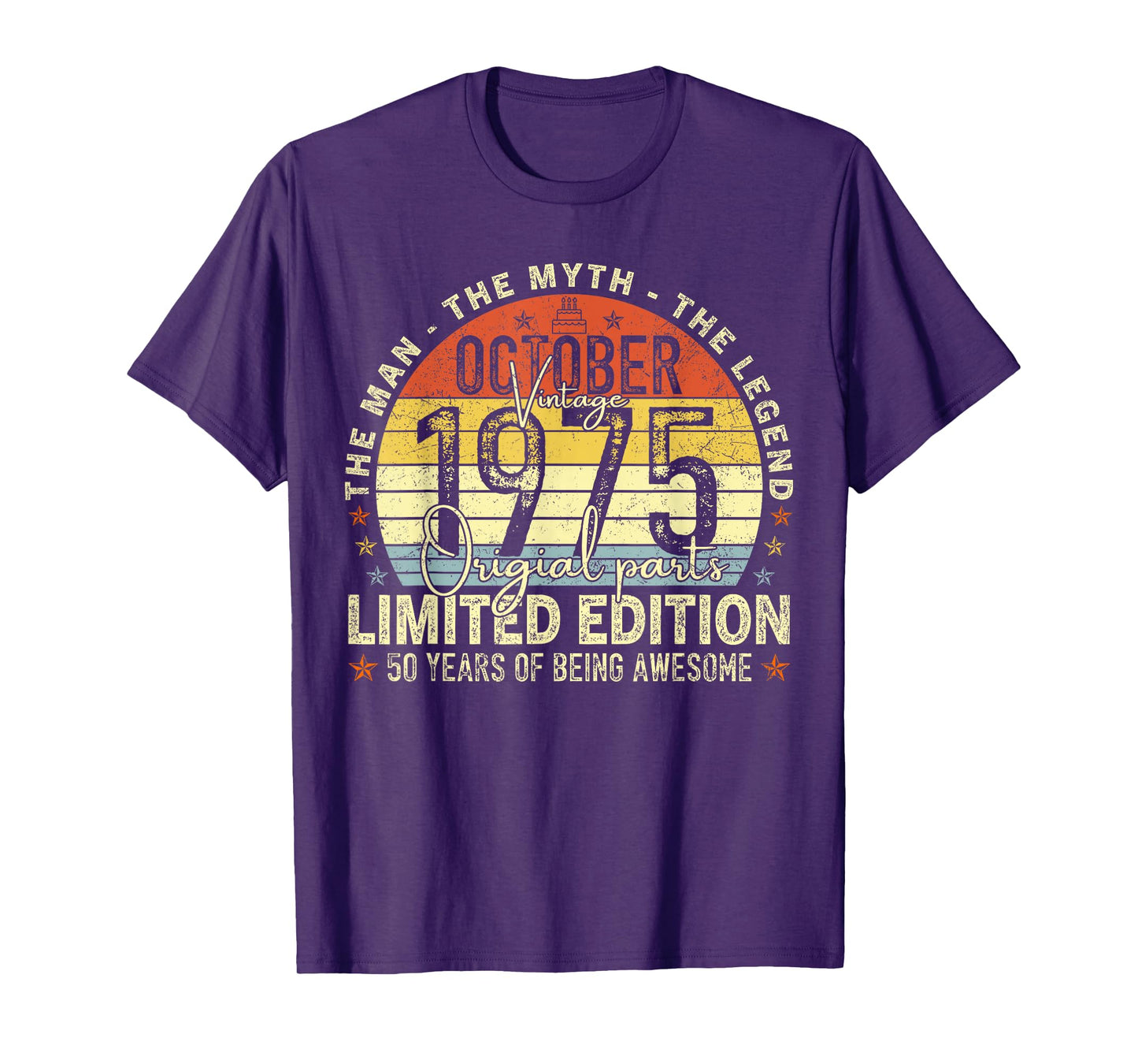 October 1975 50th Birthday Gifts for Men Women 50 Year Old T-Shirt