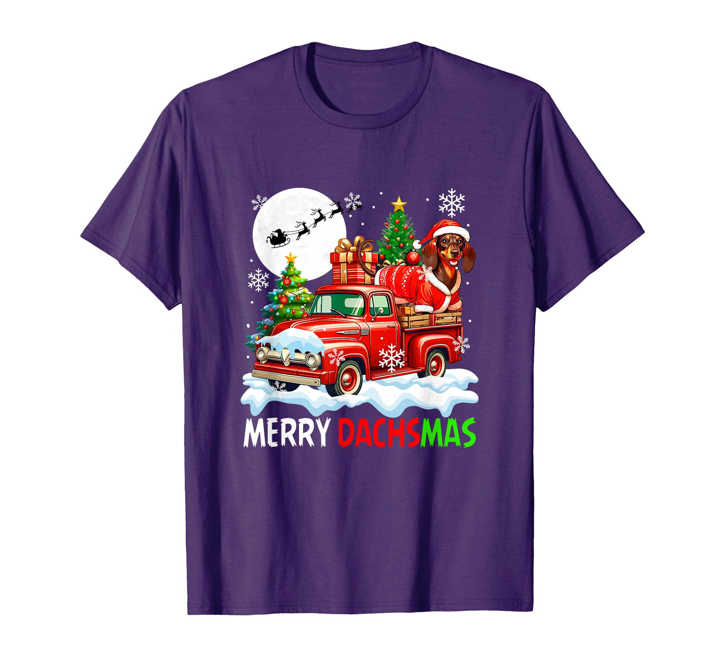 Merry Christmas Santa Dachshund On Pickup Truck Owner Kids T-Shirt