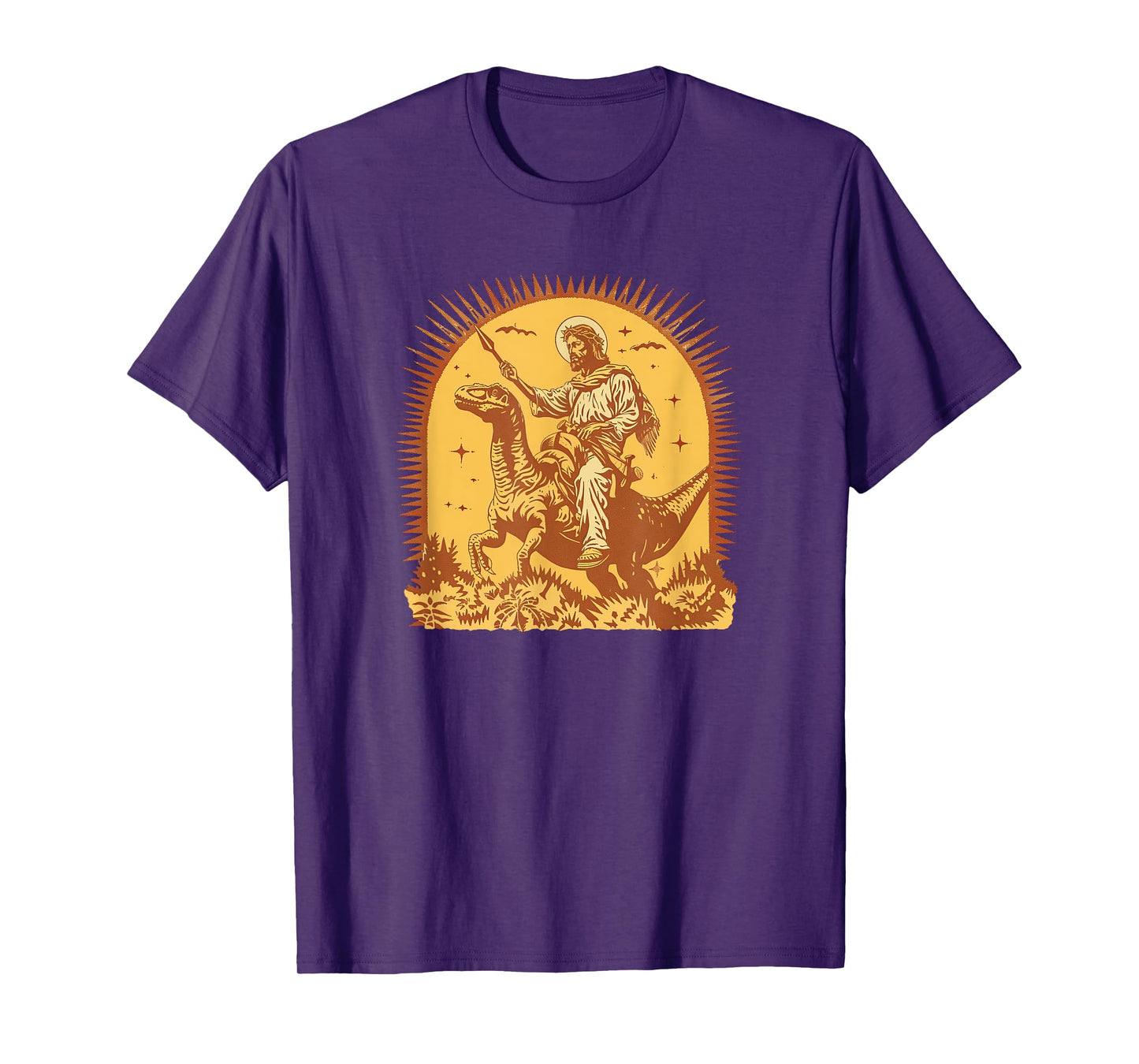 Jesus Riding Raptor Dinosaur Funny Weird Christian T-Shirt