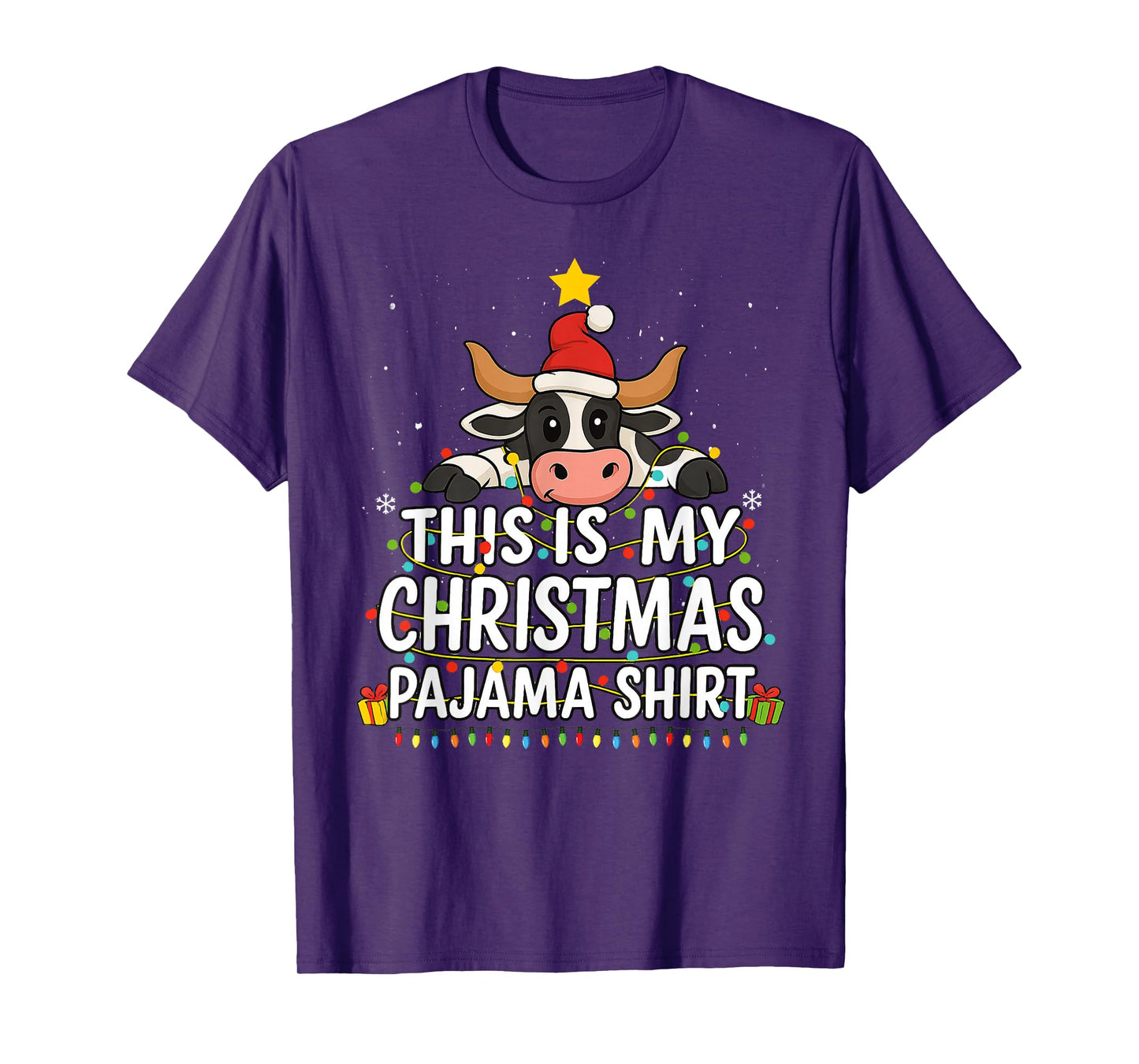 This is My Christmas Pajama Shirt Funny Cow Xmas Men Women T-Shirt