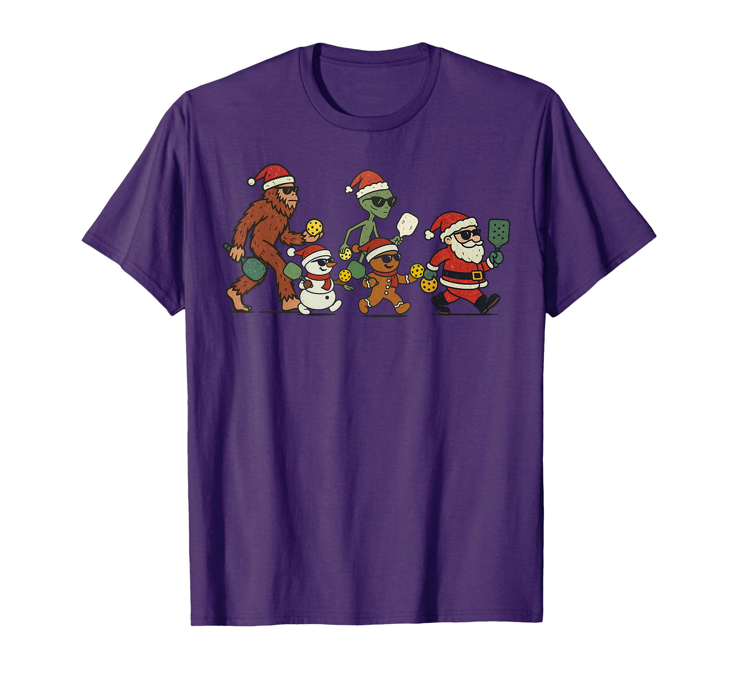Santa Sasquatch Playing Pickleball Christmas Funny Xmas T-Shirt