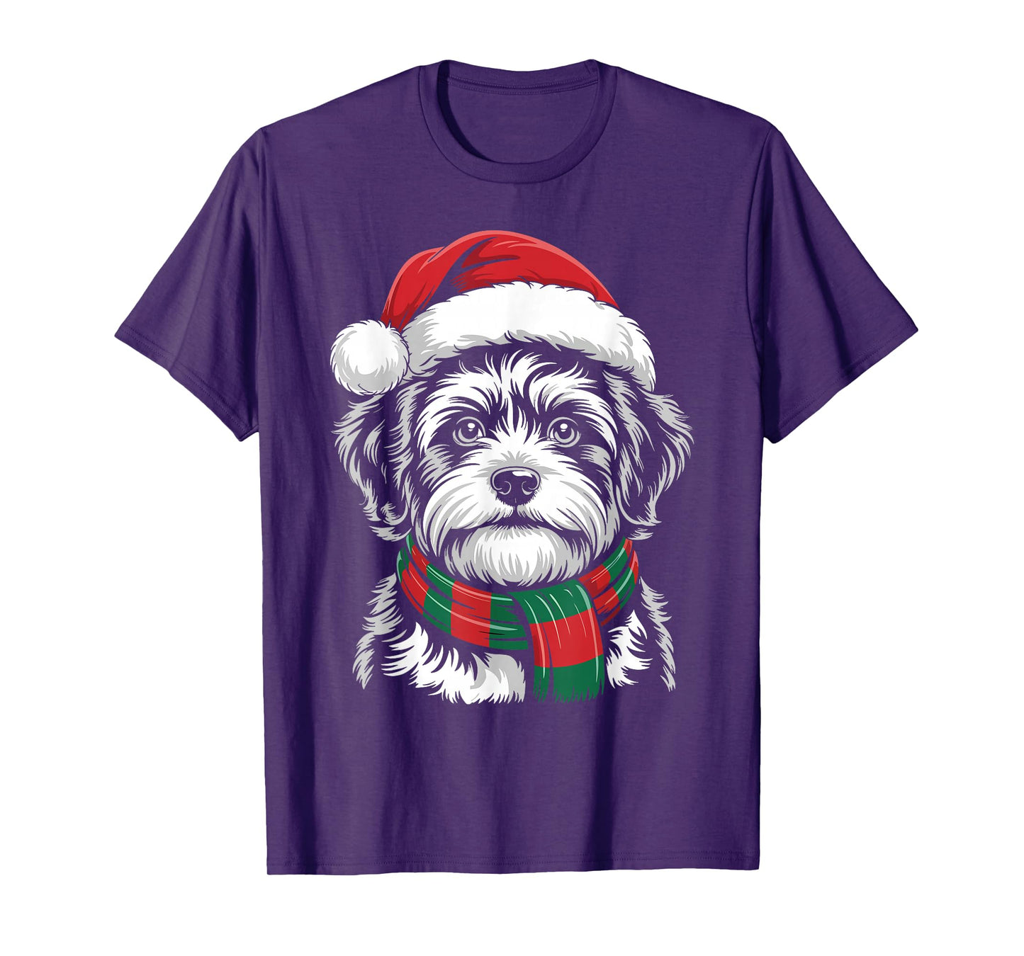 Zuchon Dog Xmas Santa Hat Scarf Christmas Costume T-Shirt