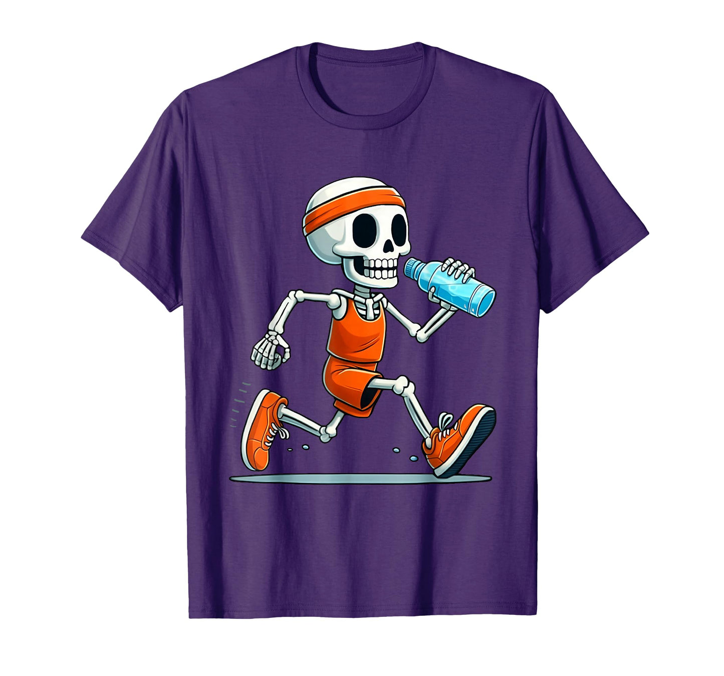 Running Skeleton Funny Halloween Runners Lover Men Women T-Shirt