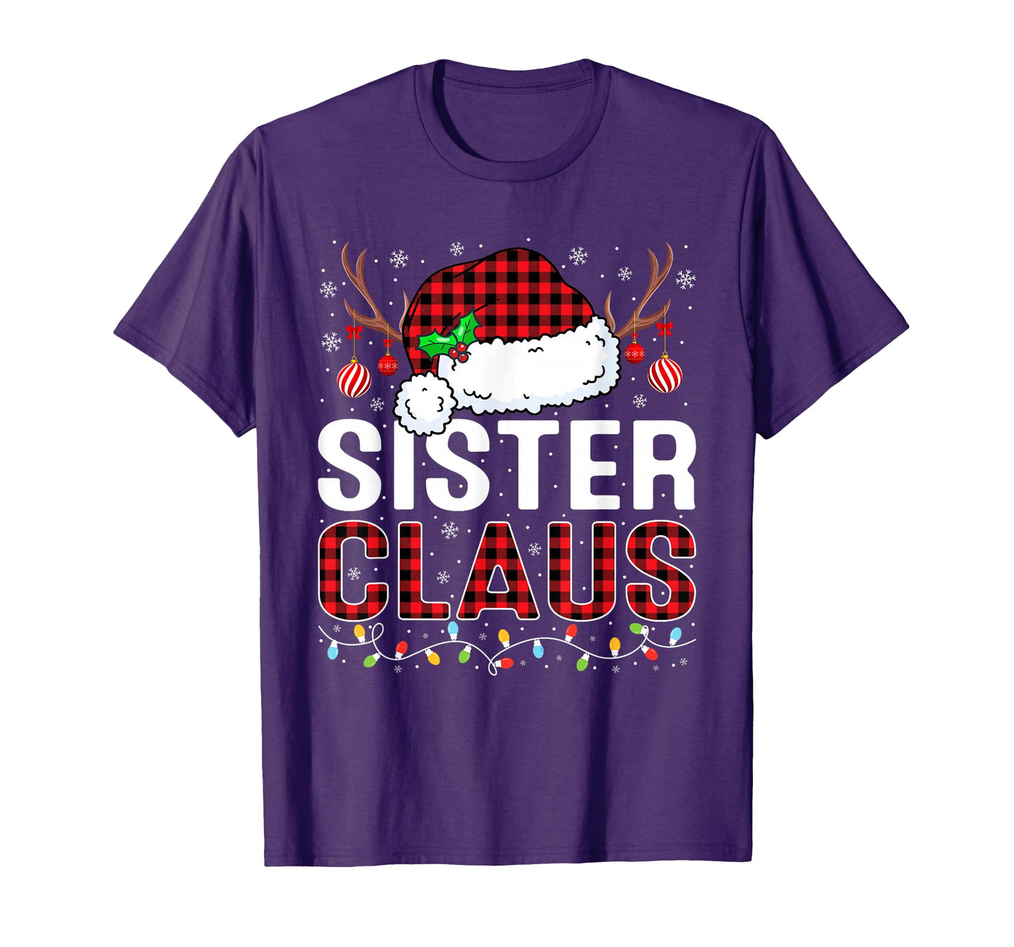 Christmas Lights Sister Claus Family Matching Xmas Pajama T-Shirt