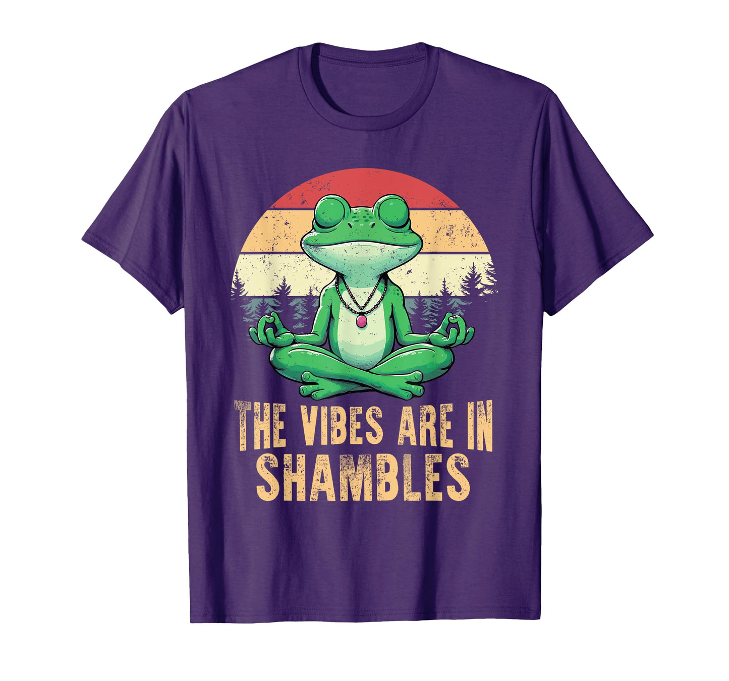 The Vibes Are In Shambles Retro Funny Frog Yoga Meditation T-Shirt