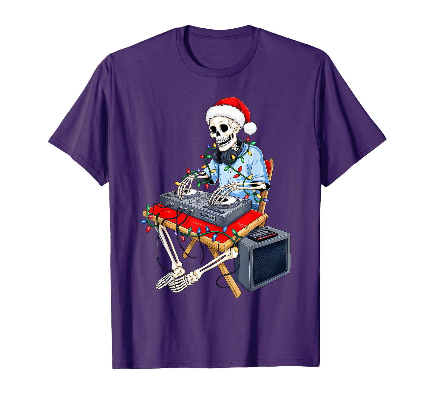 Xmas Santa Skeleton Playing Dj Funny Christmas Boys Kids T-Shirt