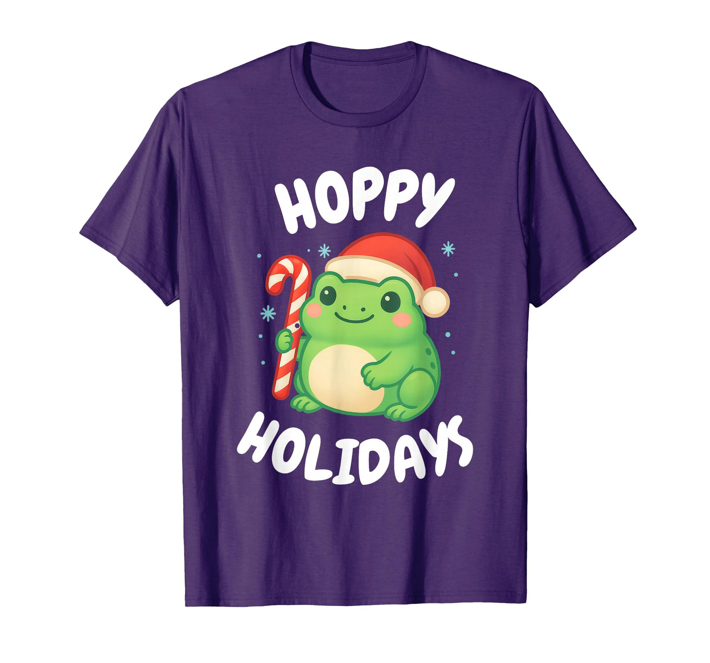 Hoppy Holidays Cute Christmas Frog with Candy Cane T-Shirt