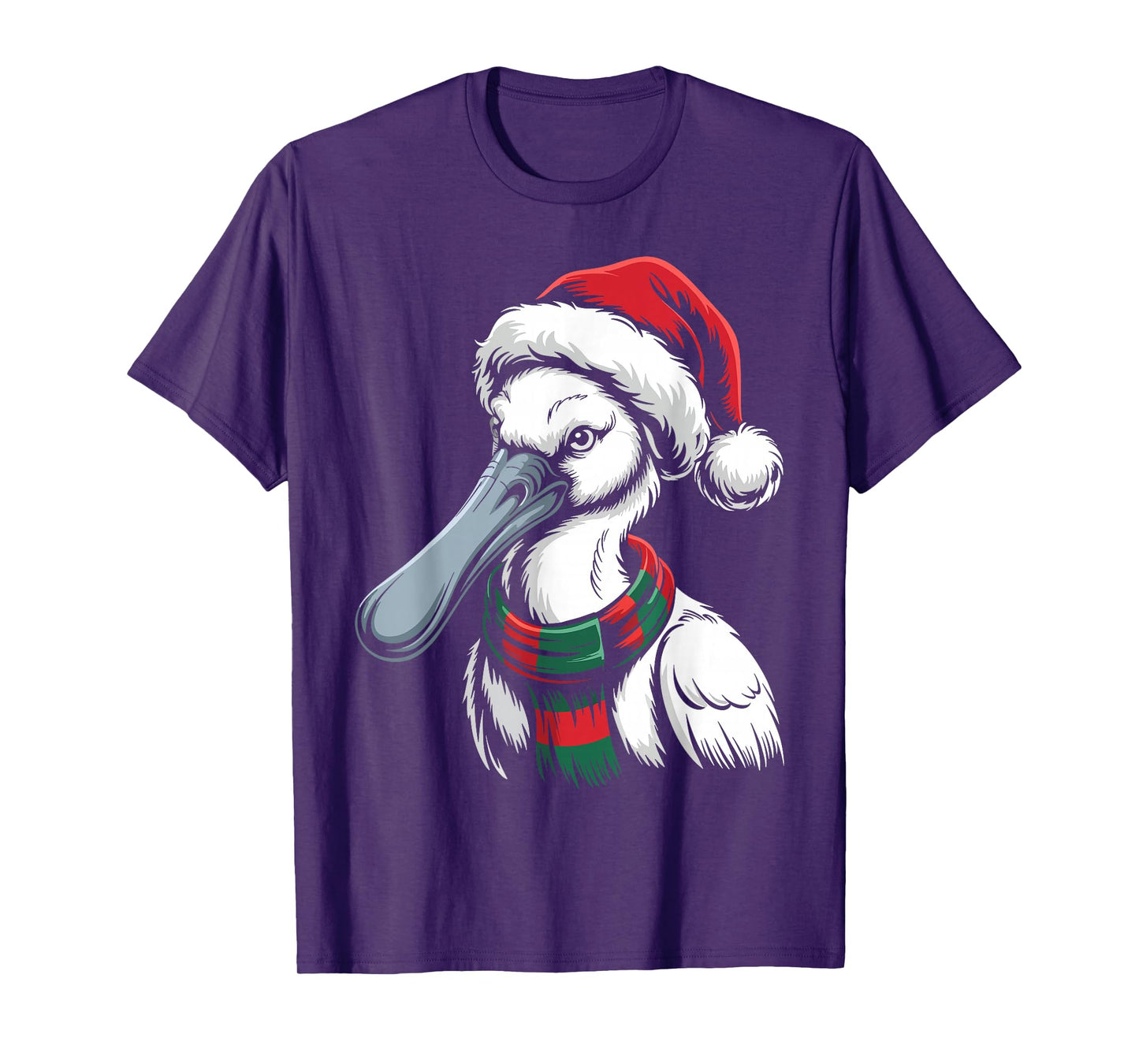 Spoonbill Xmas Santa Hat Scarf Christmas Costume T-Shirt