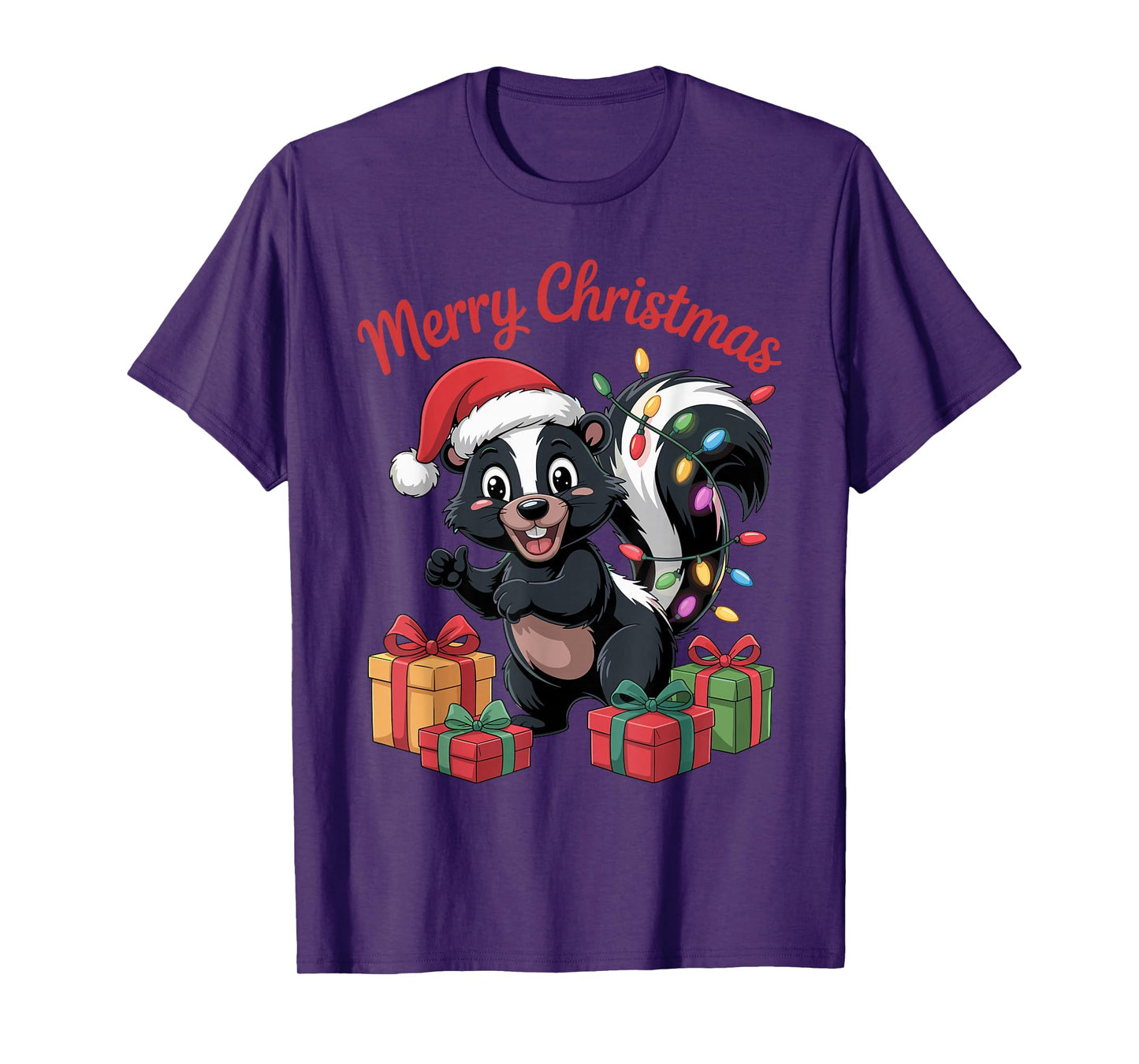 Skunk Santa Hat Christmas Design Funny Animal Lovers Holiday T-Shirt