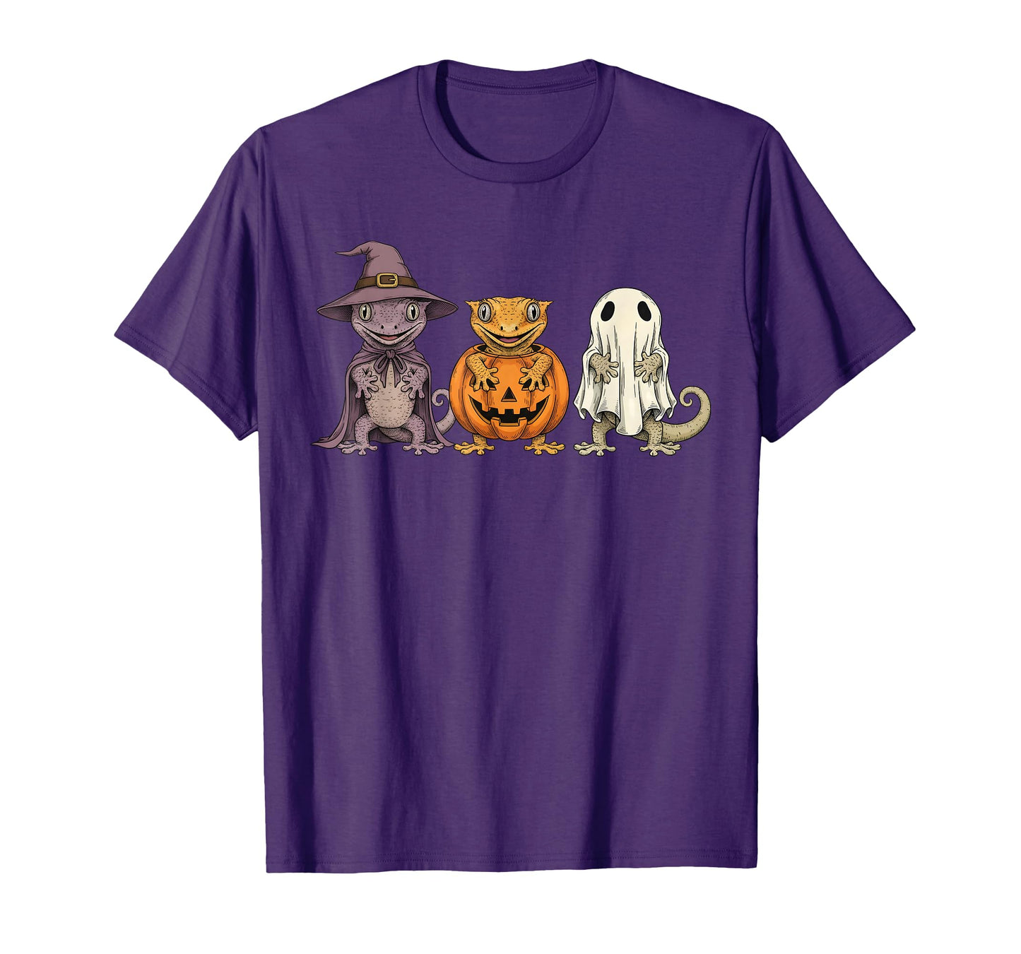 Spooky Ghost Crested Gecko Lover Pumpkin Halloween T-Shirt