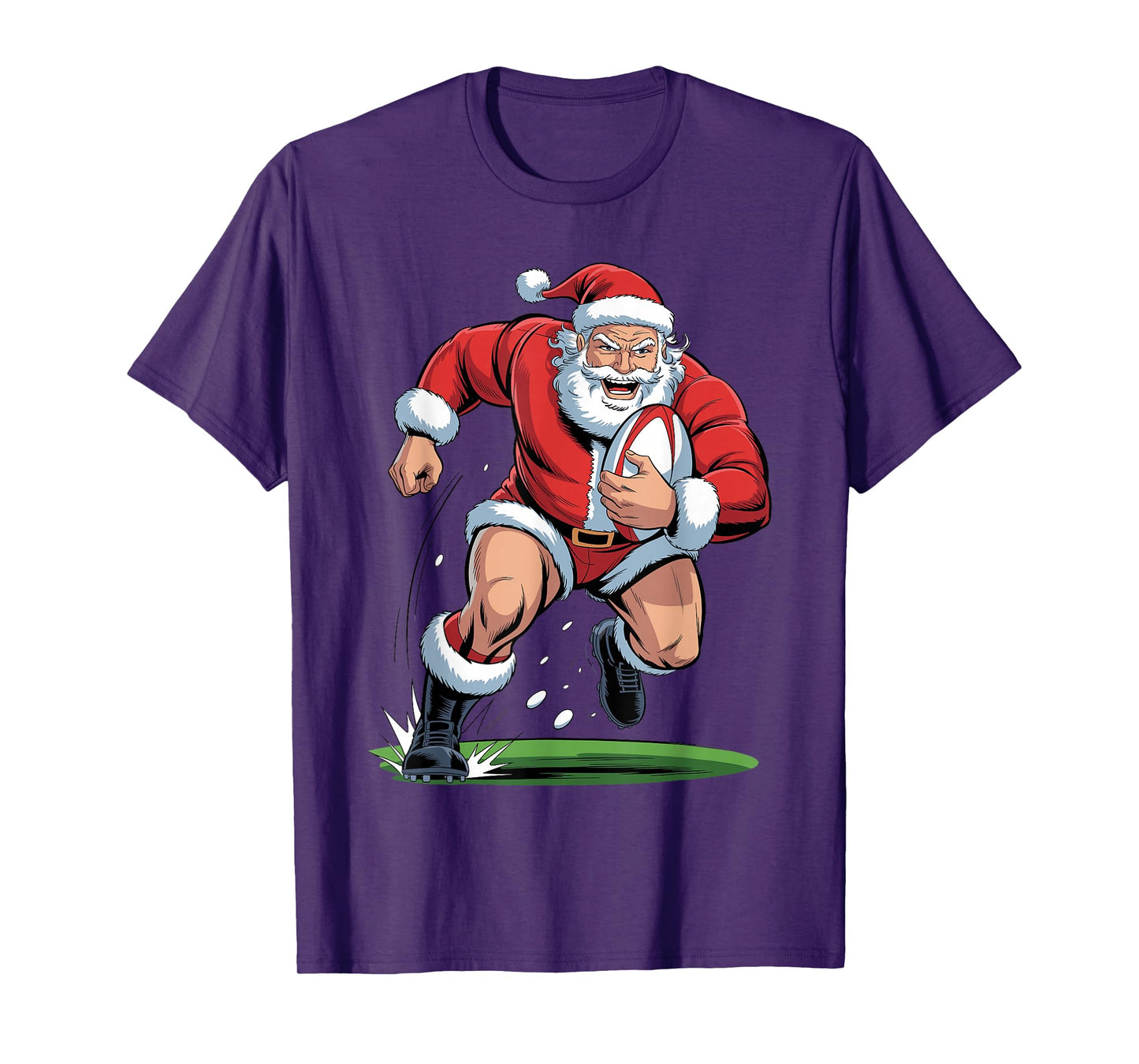 Santa Playing Rugby Funny Sports Christmas Holiday Xmas T-Shirt