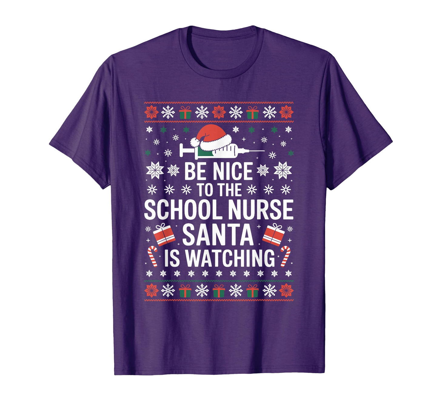 Funny School Nurse Ugly Christmas Sweater Nursing Humor Xmas T-Shirt