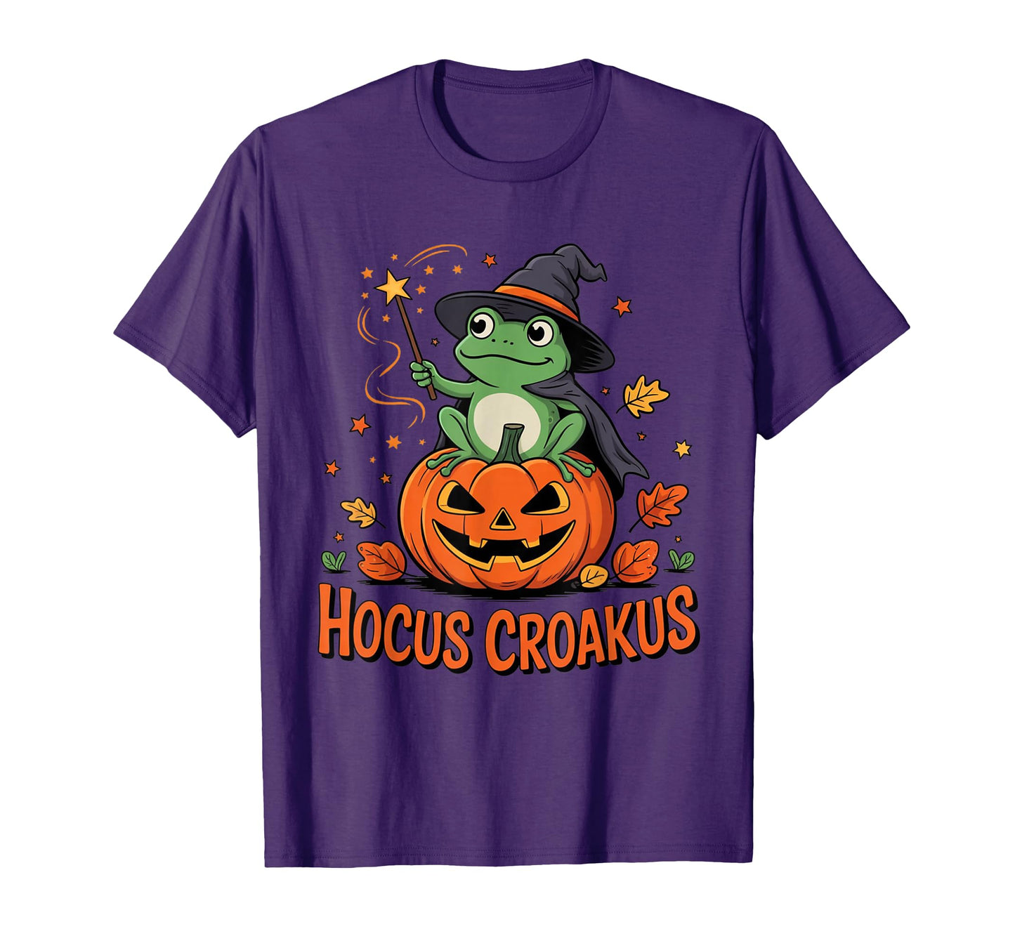 Hocus Croakus Pumpkin Wizard Frog Funny Halloween Witch T-Shirt