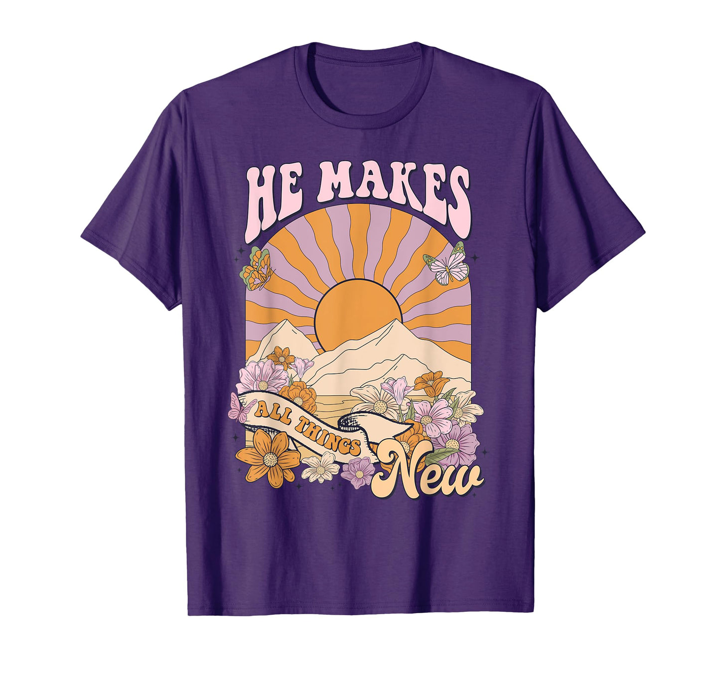 He Makes All Things New, Boho Christian Jesus, Bible Verse T-Shirt