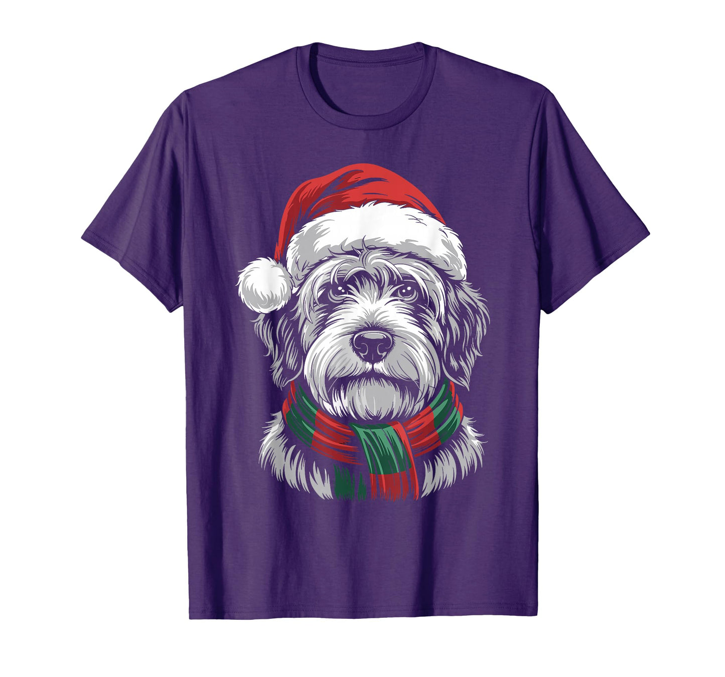 Briard Dog Xmas Santa Hat Scarf Christmas Costume T-Shirt