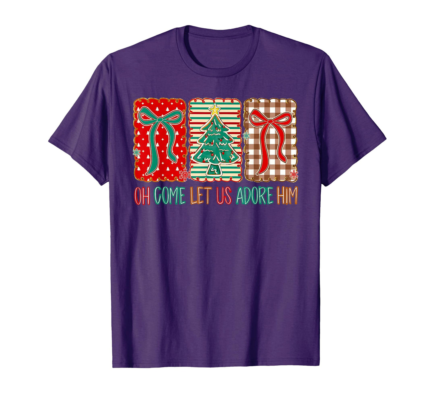 Oh Come Let Us Adore Him Jesus Christian Holiday Christmas T-Shirt