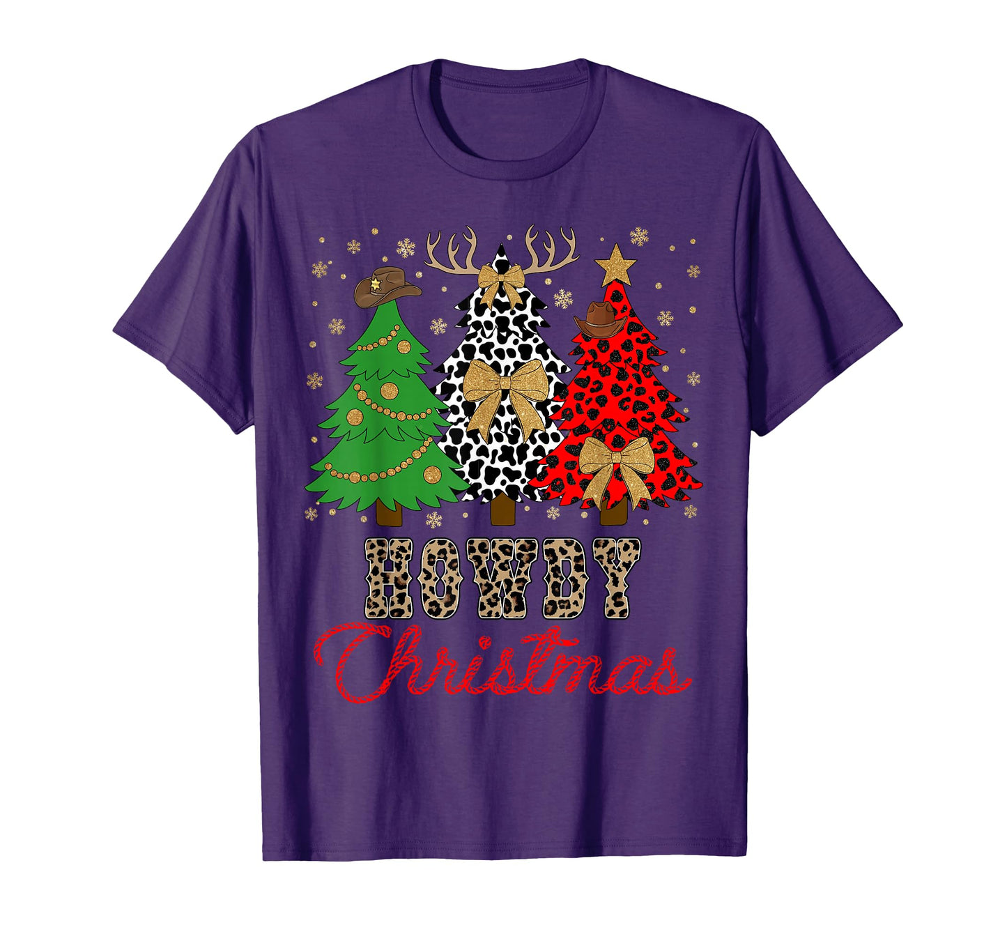 Howdy Christmas Tree Coquette Bow Western Xmas Pjs Cowgirl T-Shirt