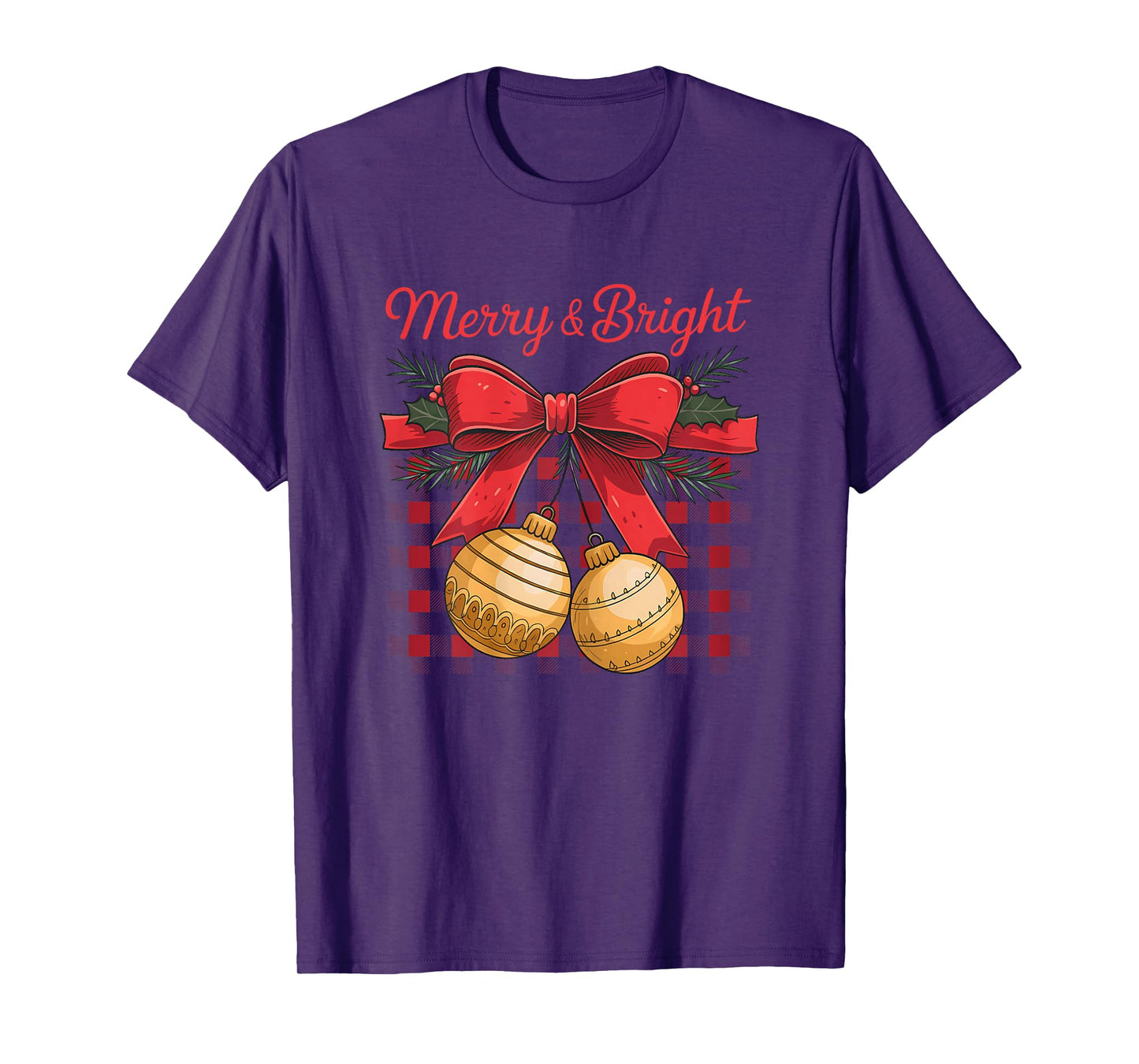 Coquette Merry and Bright Christmas Bow Women Girl Kids T-Shirt