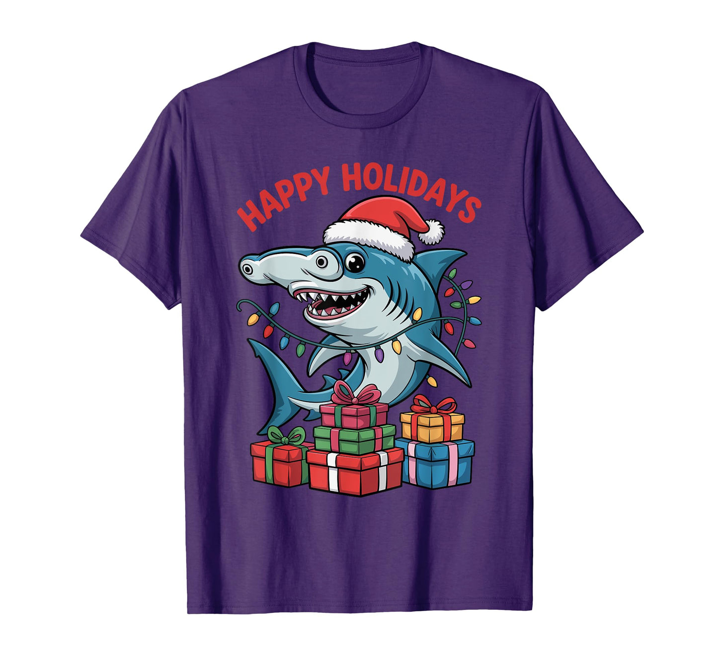 Funny Hammerhead Shark Santa Hat Ugly Christmas Pajamas T-Shirt