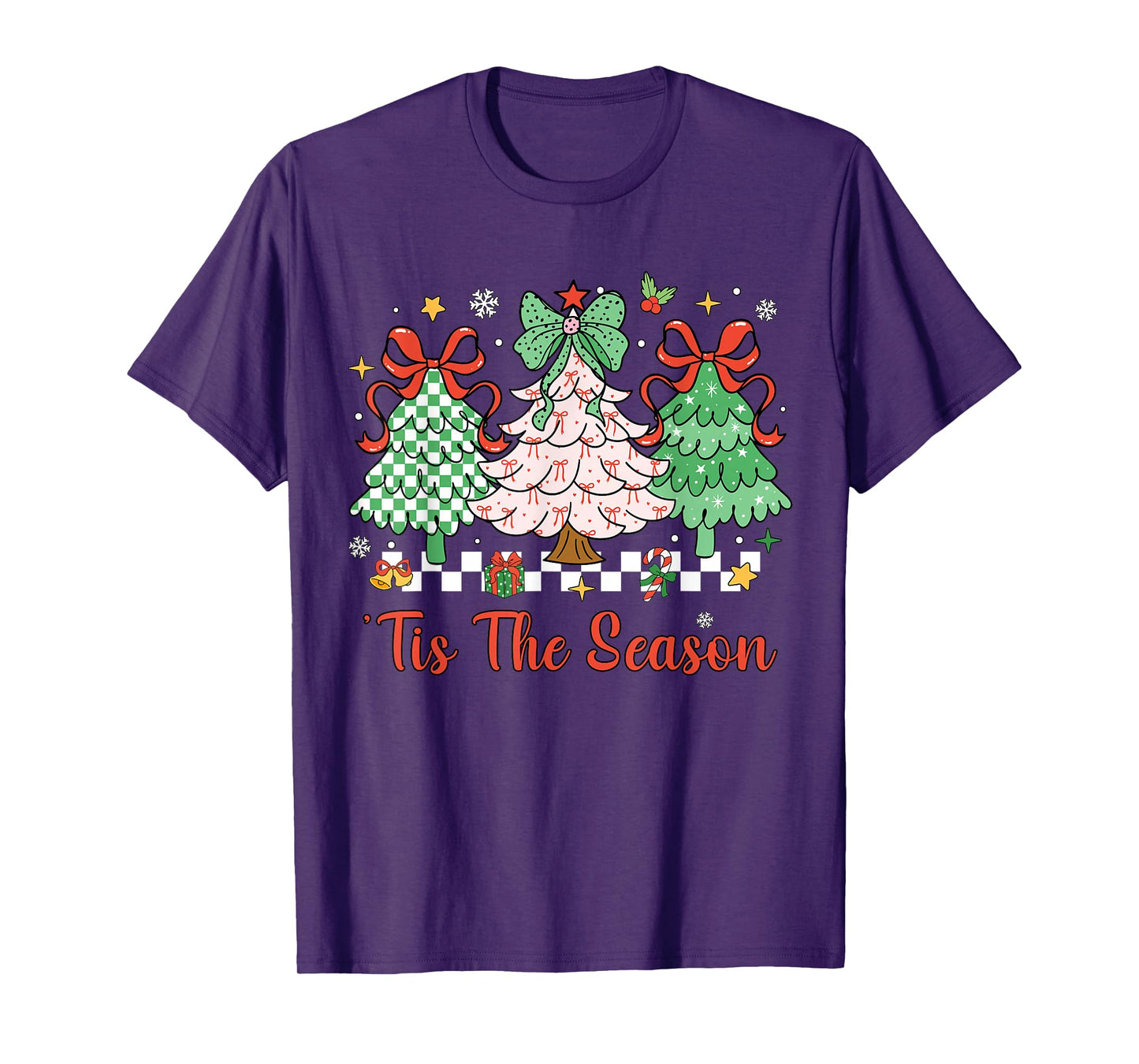 Christmas Tis The Season Coquette Bow Christmas Tree Women T-Shirt