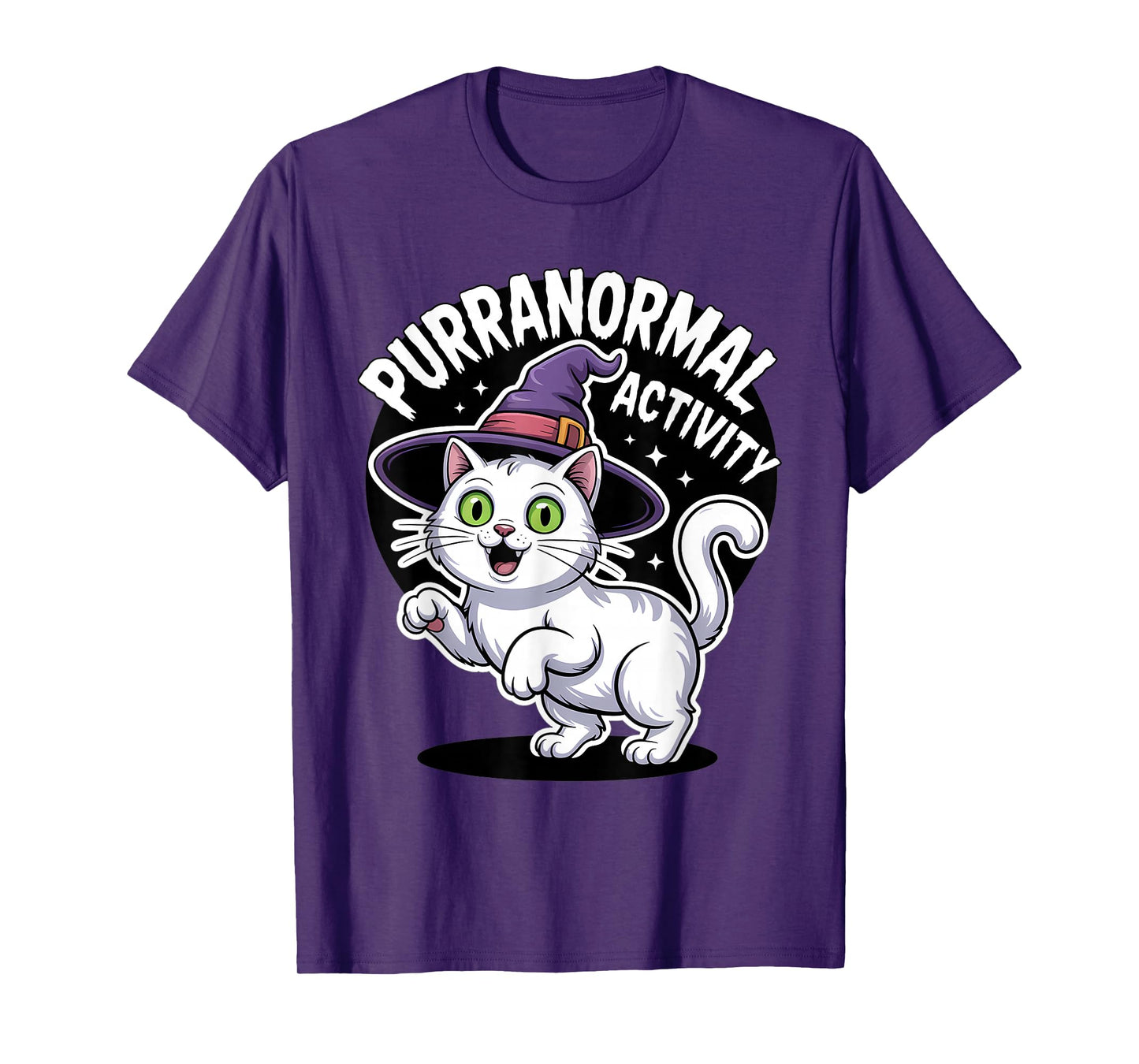 Purranormal Activity Cute Witch Cat Funny Halloween T-Shirt