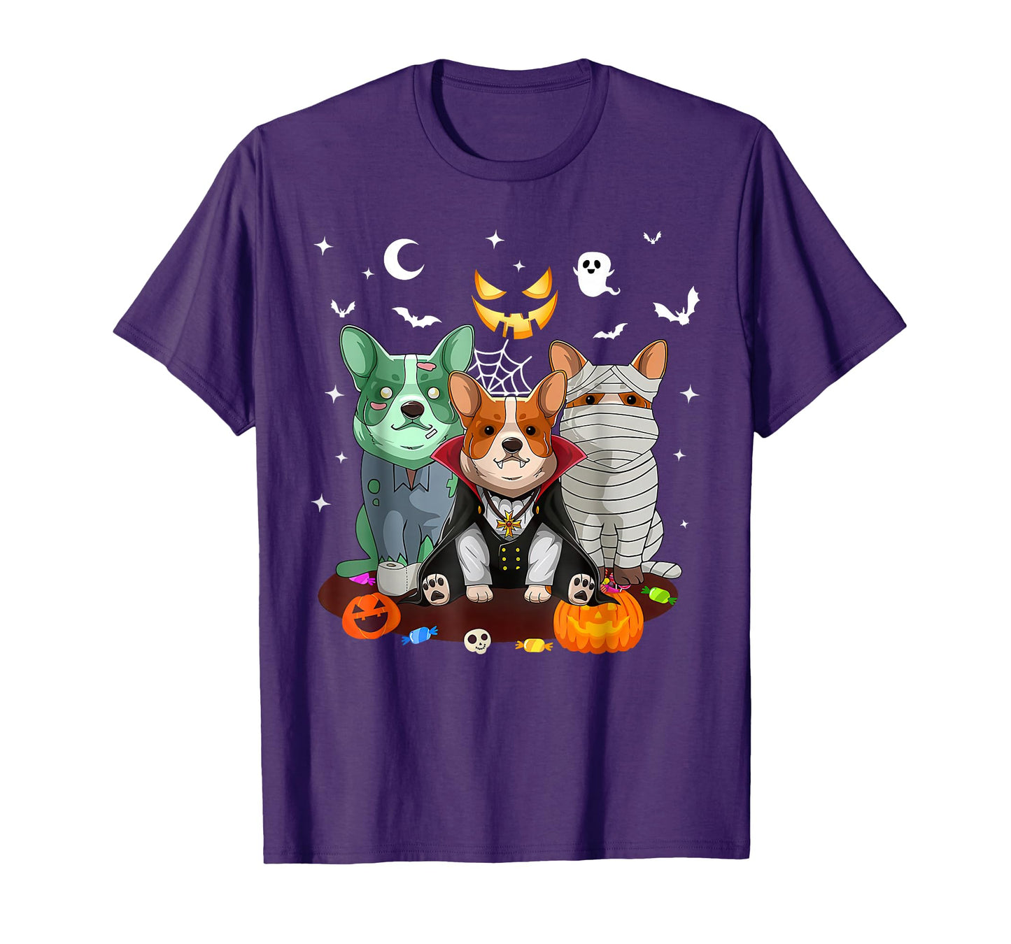 Corgi Dog Ghost Witch Pumpkin Halloween Costume Dog Lover T-Shirt