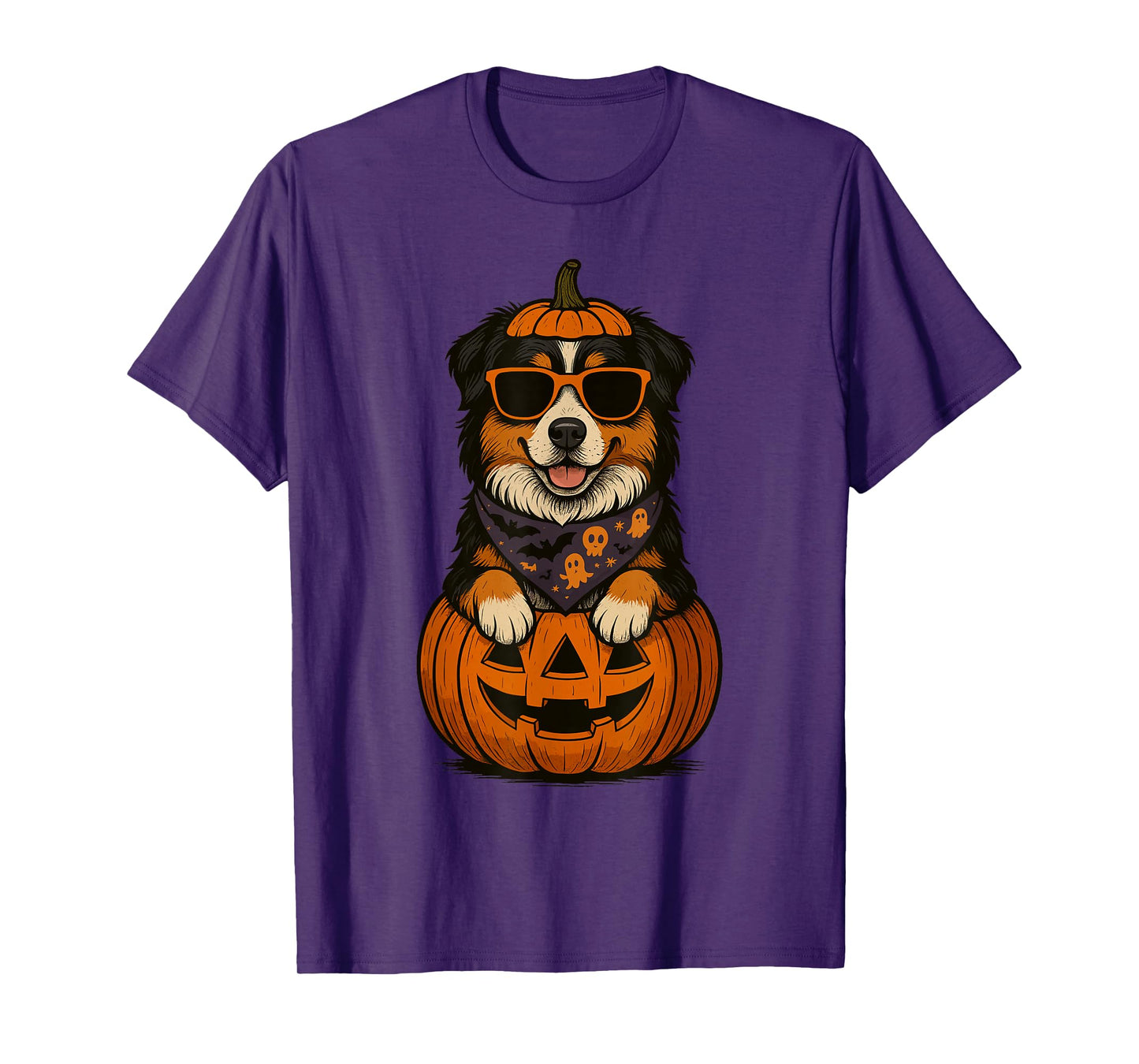 Spooky Australian Shepherd Pumpkin Halloween Dog Lover T-Shirt