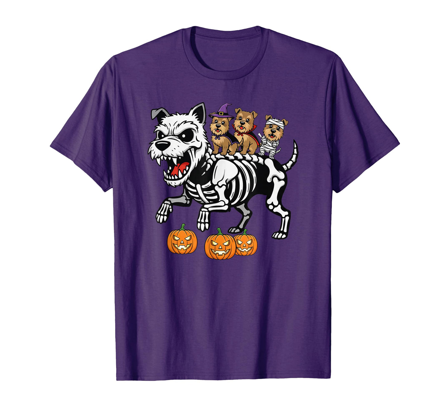 Cairn Terrier Skeleton Mummy Witch Halloween Kid Mens Womens T-Shirt