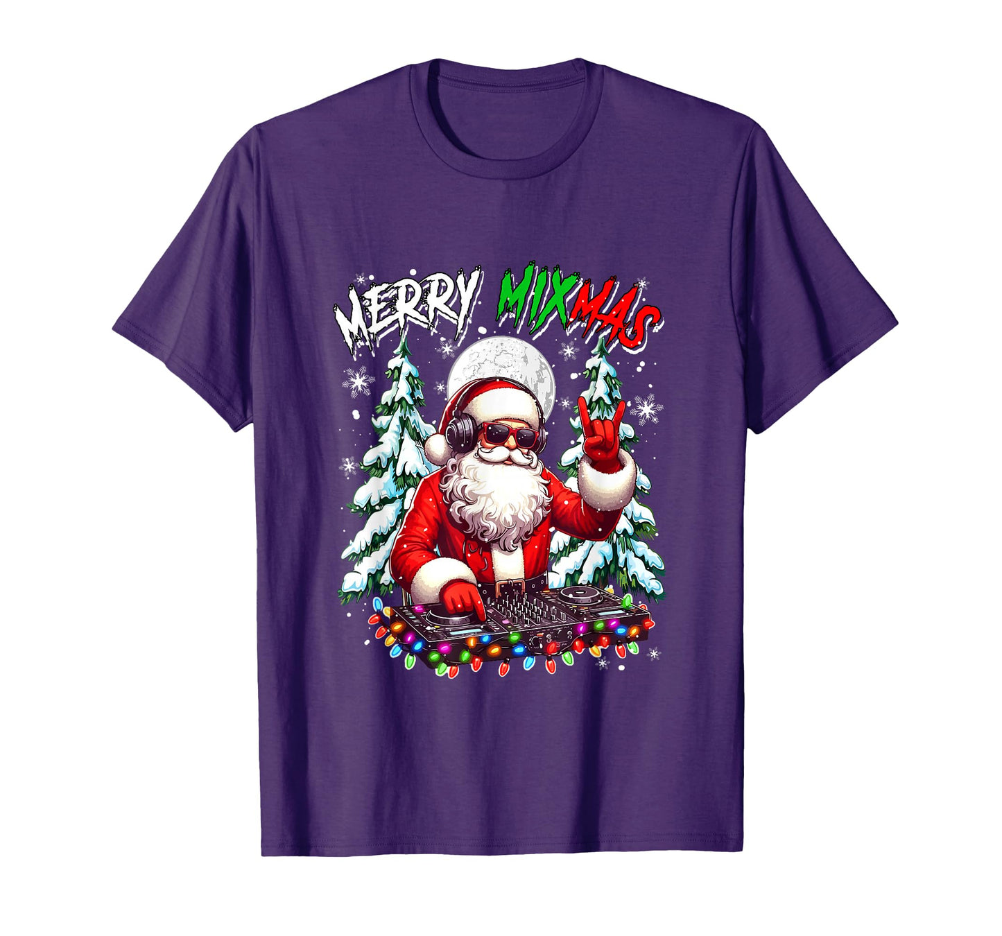 Merry Christmas Funny Santa DJ Sunglasses Mixing Musical T-Shirt