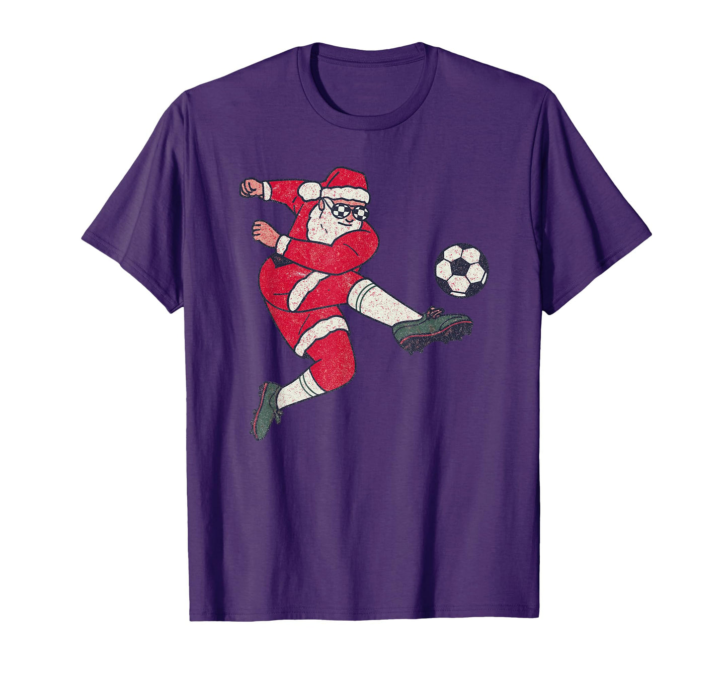 Santa Playing Soccer Christmas Vintage Funny Xmas Holiday T-Shirt