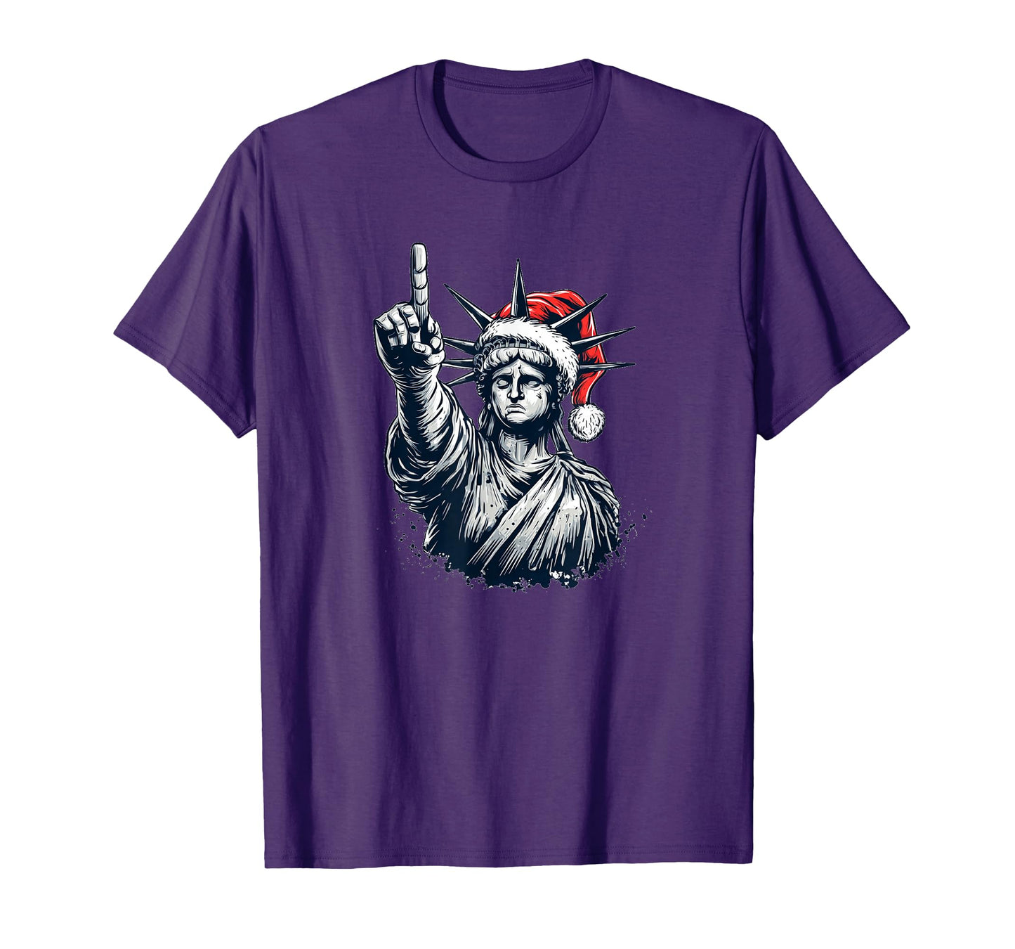 Amazing Statue of Liberty with Santa Claus Hat Look T-Shirt