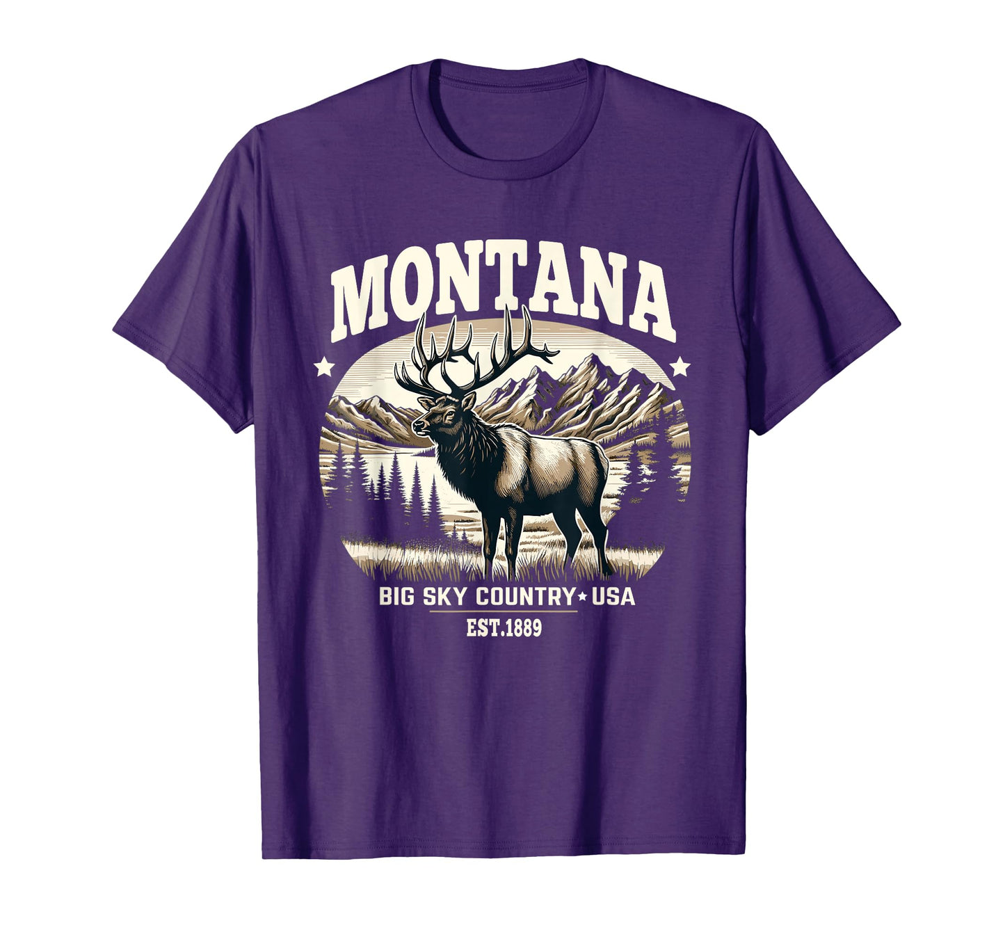 Montana Rocky Mountain Elk, Big Sky Country Design T-Shirt