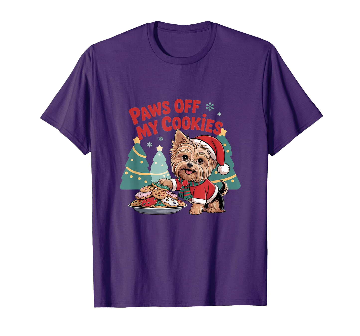 Cute Yorkshire Terrier Funny Christmas Dog Lover Santa Humor T-Shirt