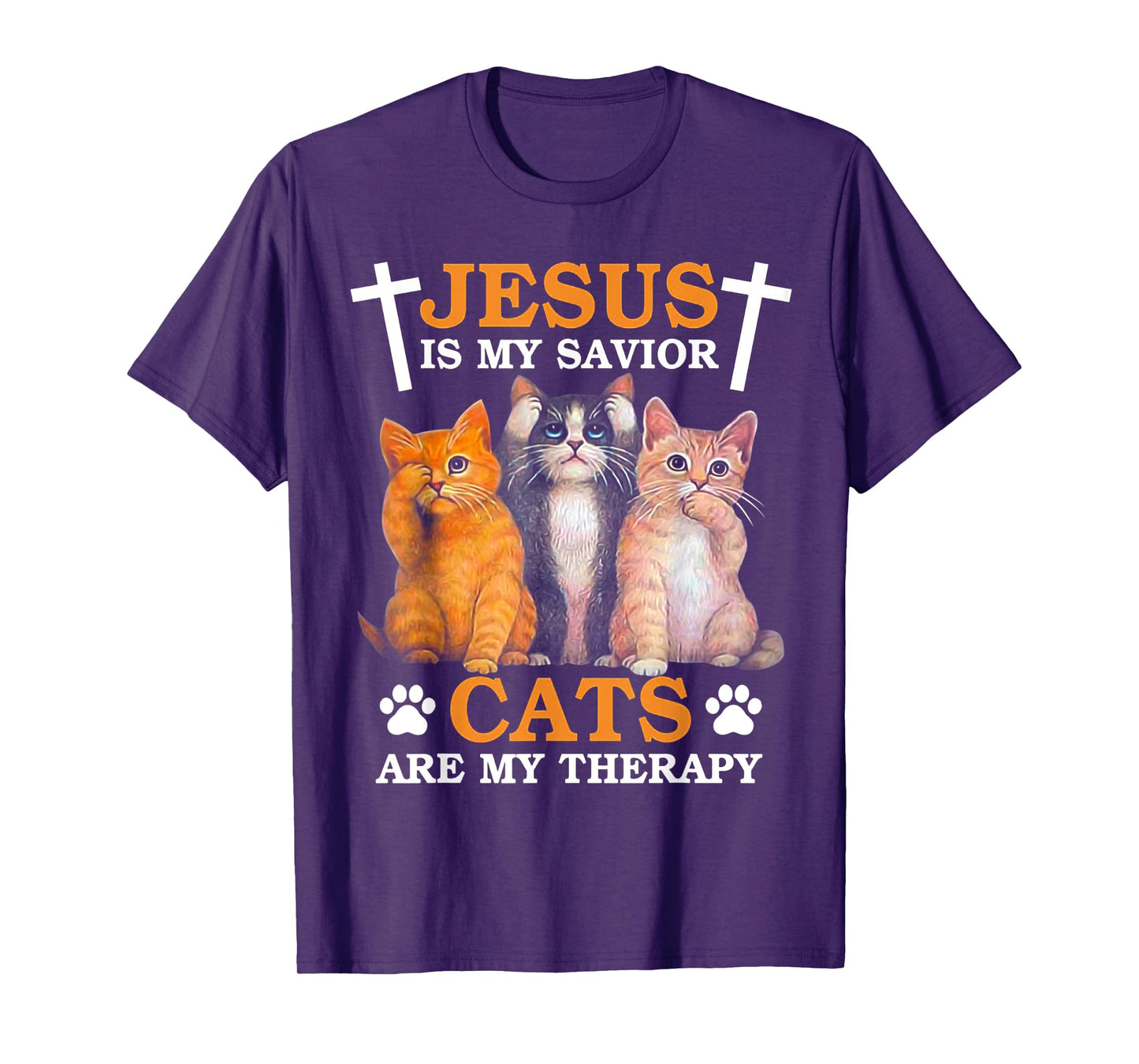 Jesus is my savior Cats are my therapy T-Shirt