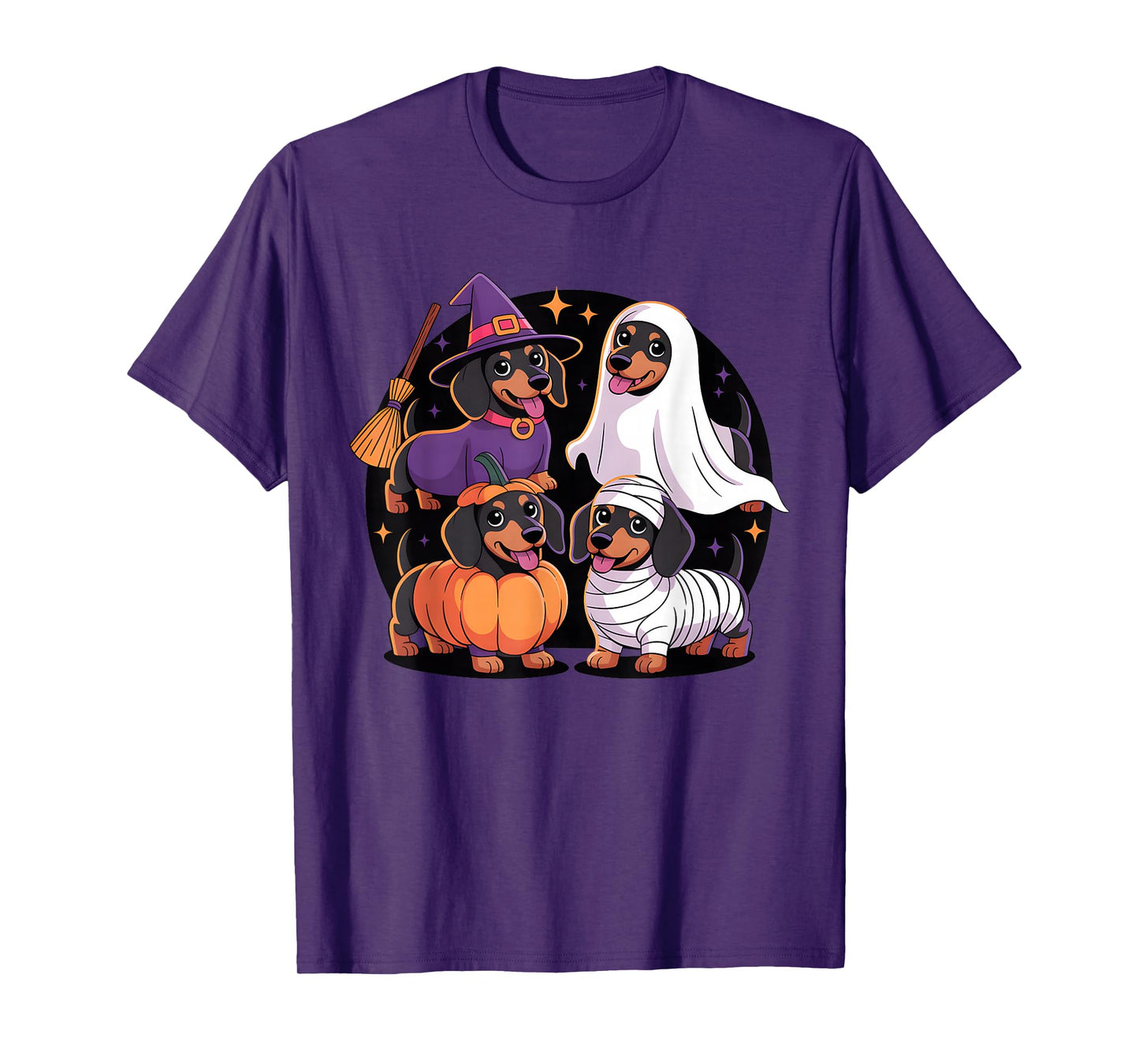 Weiner Dog Witch Happy Halloweenie Cute Halloween Dachshund T-Shirt