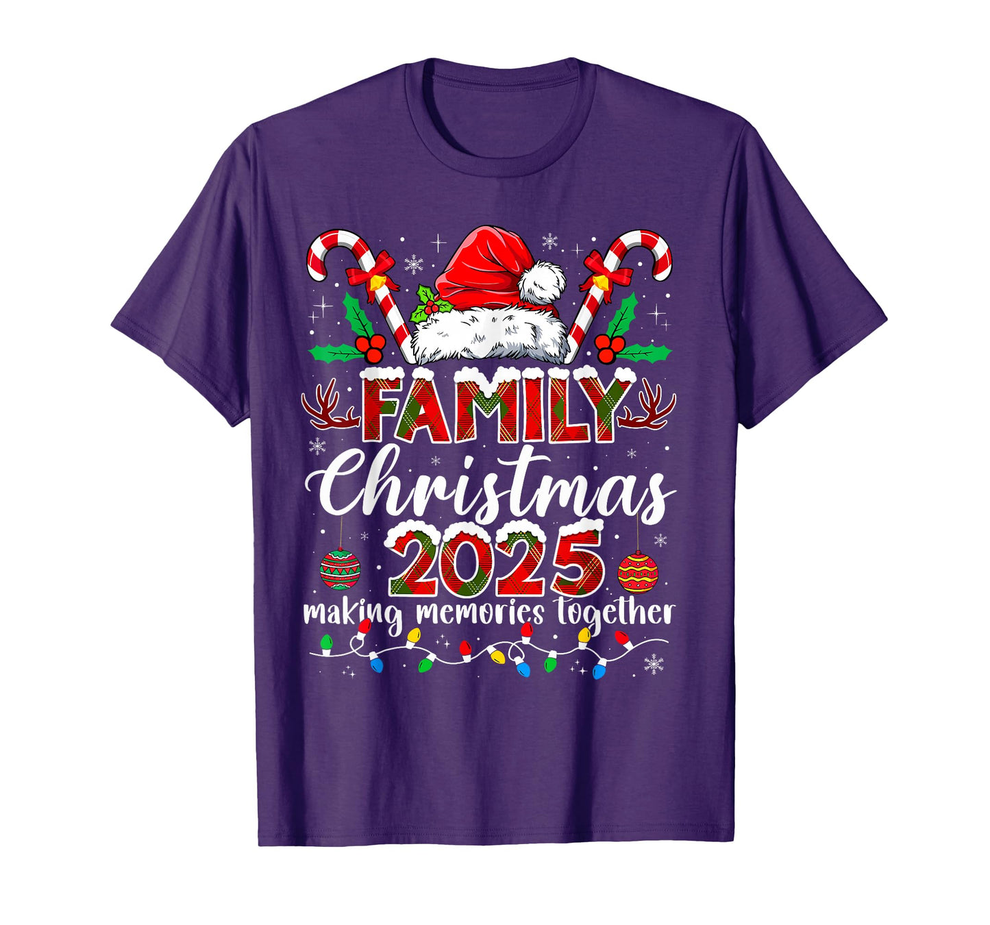 Family Christmas 2025 Xmas Lights Santa Snowflake Pajamas T-Shirt