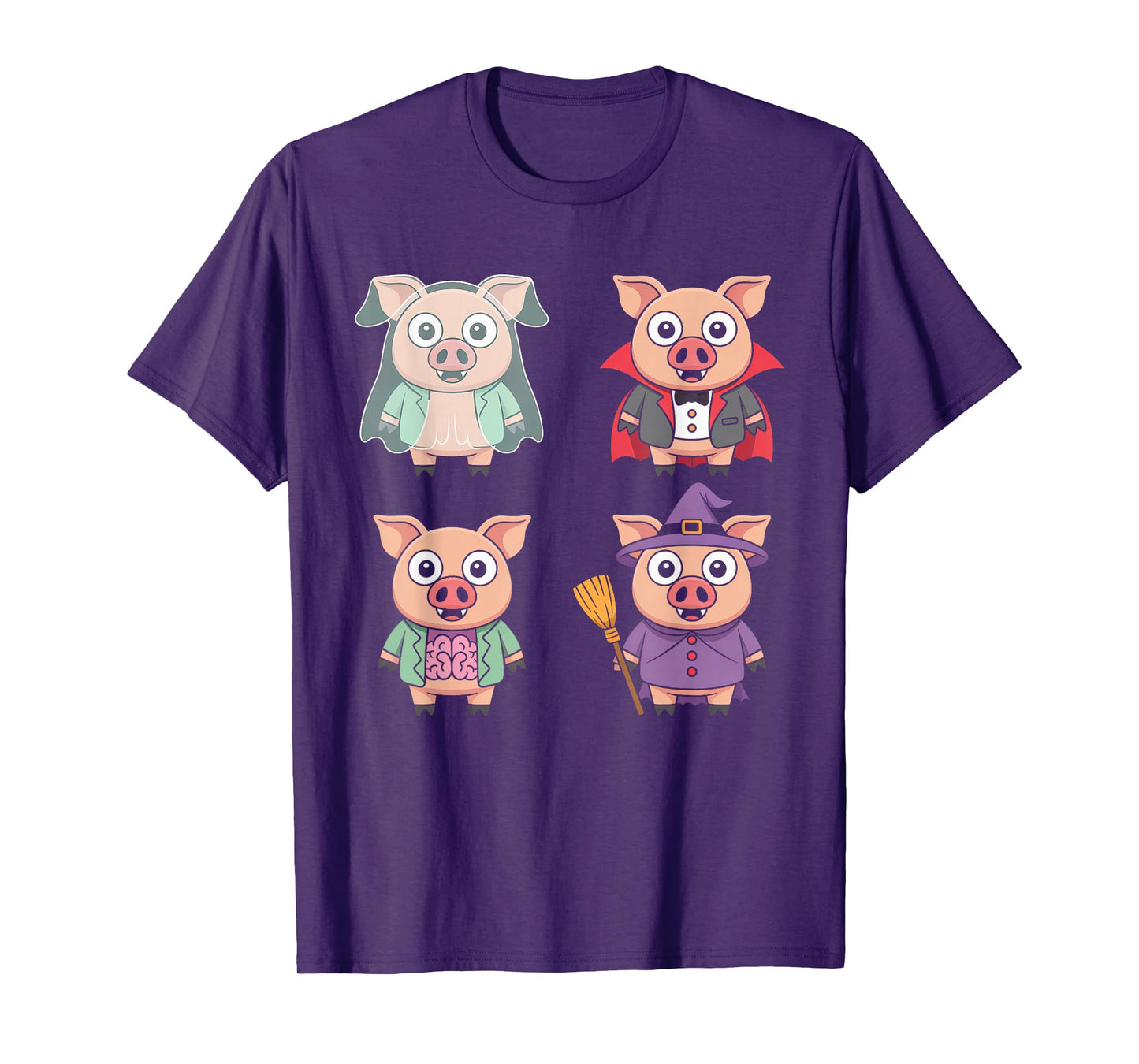 Pig Spooky Witch Boo Zombie Cute Pig Halloween Boys & Girls T-Shirt