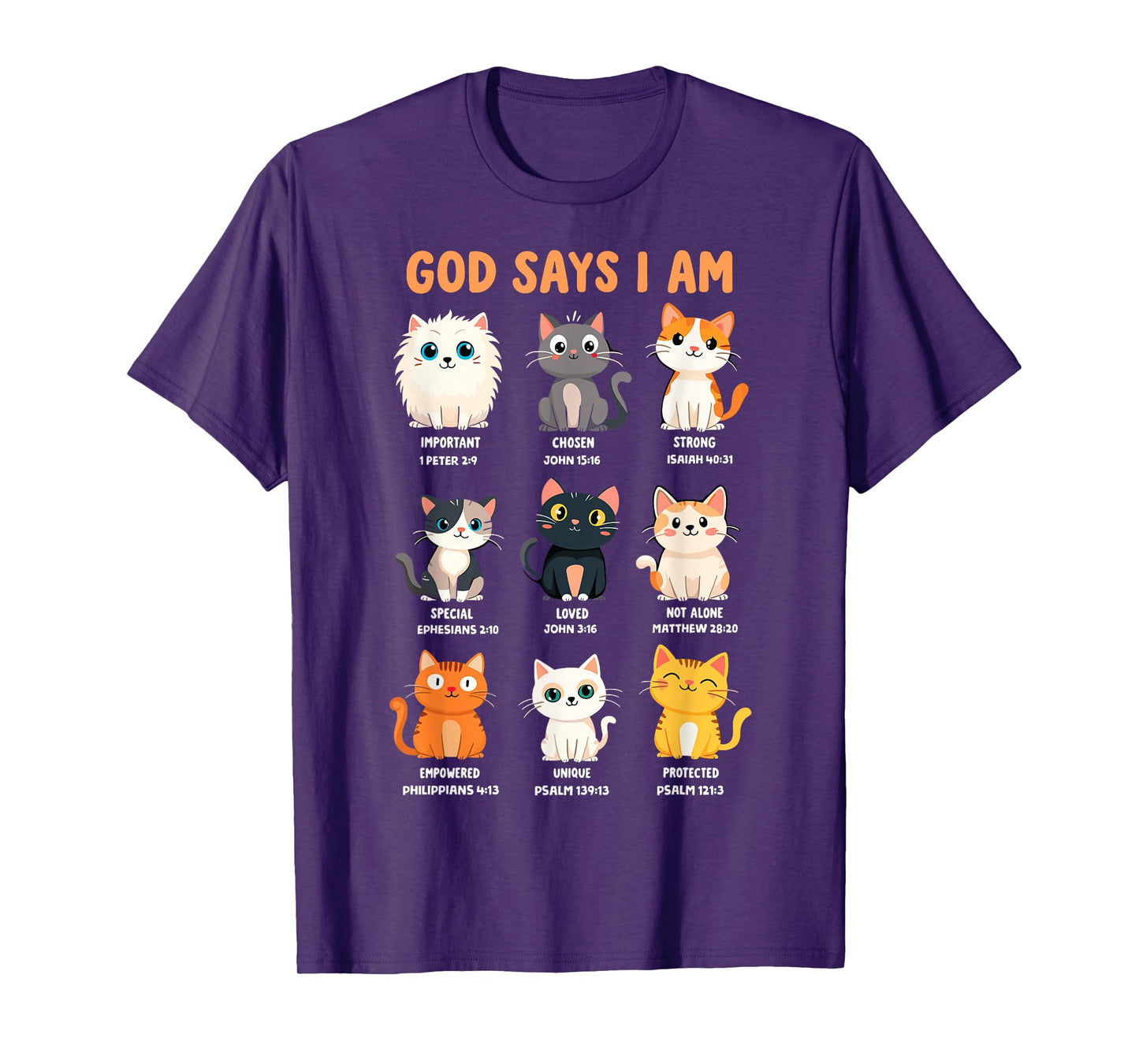 God Says I'm Christian Funny Cats Bible Verse Kitty Lover T-Shirt