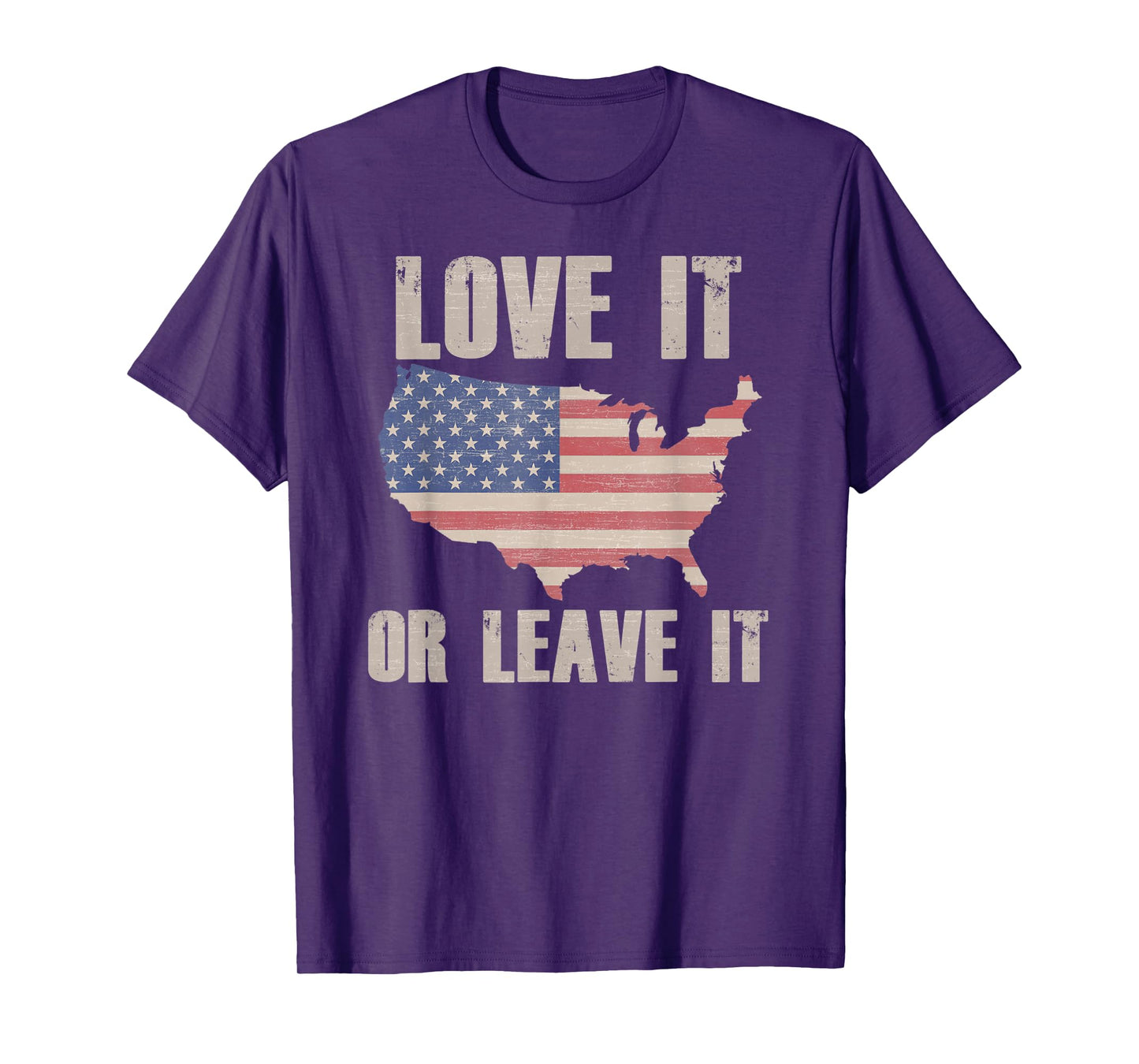 LOVE IT OR LEAVE IT Patriotic Vintage American Flag USA Map Women Kids Men T-Shirt