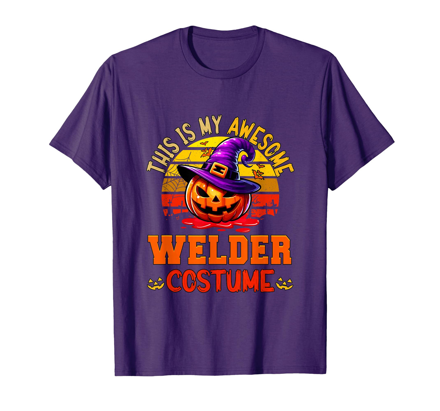 Vintage My Awesome Welder Costume Witch Carved Pumpkin T-Shirt
